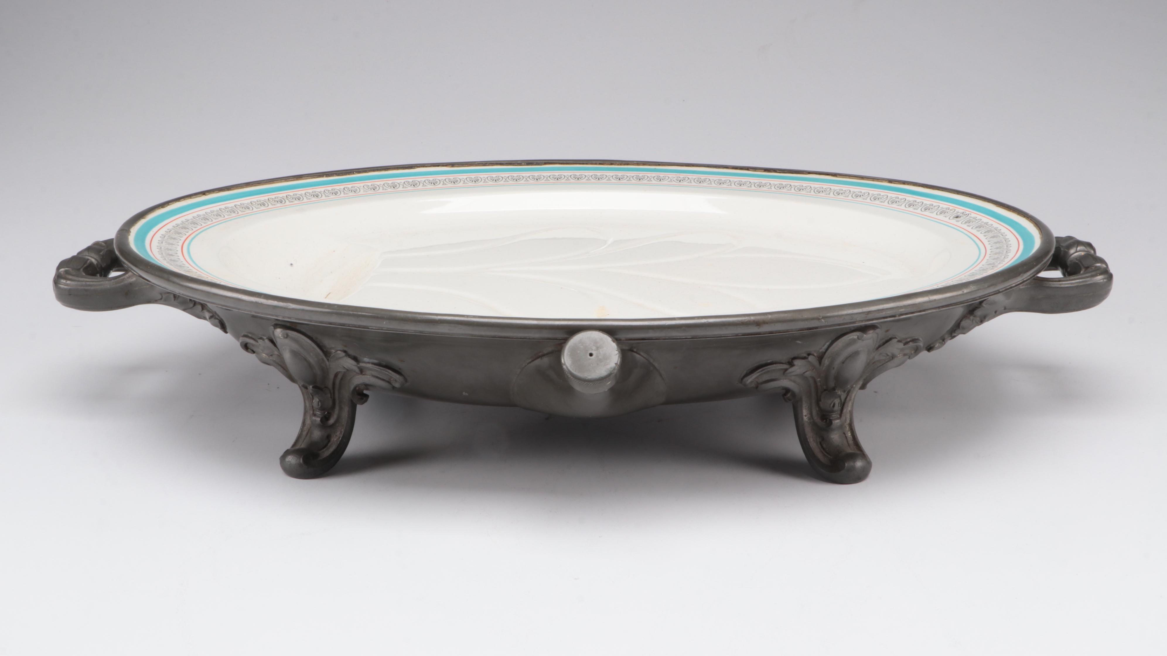 Victorian Silver Plate Pitchers with Biscuit Barrel and Warming Meat Platter