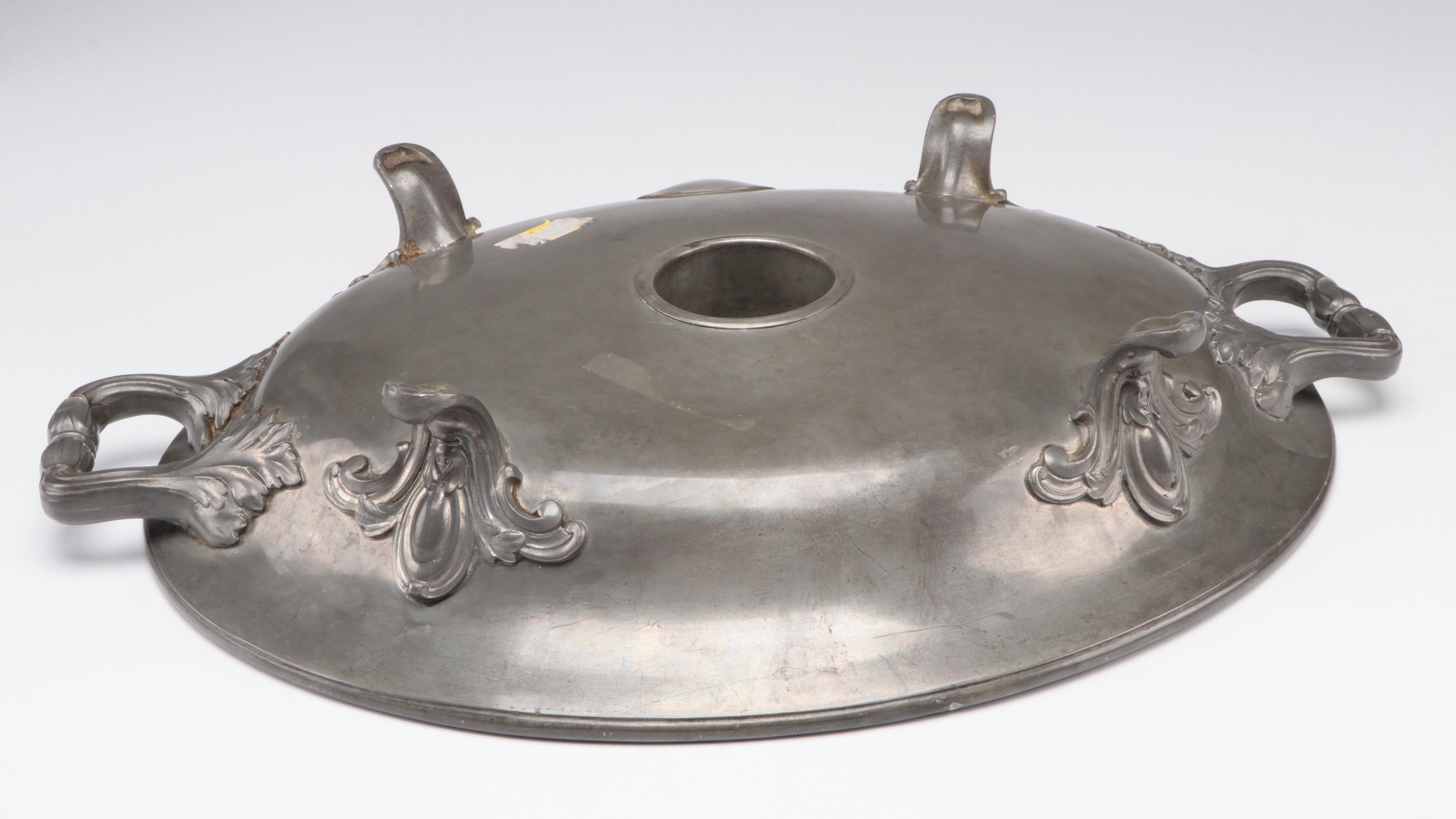 Victorian Silver Plate Pitchers with Biscuit Barrel and Warming Meat Platter