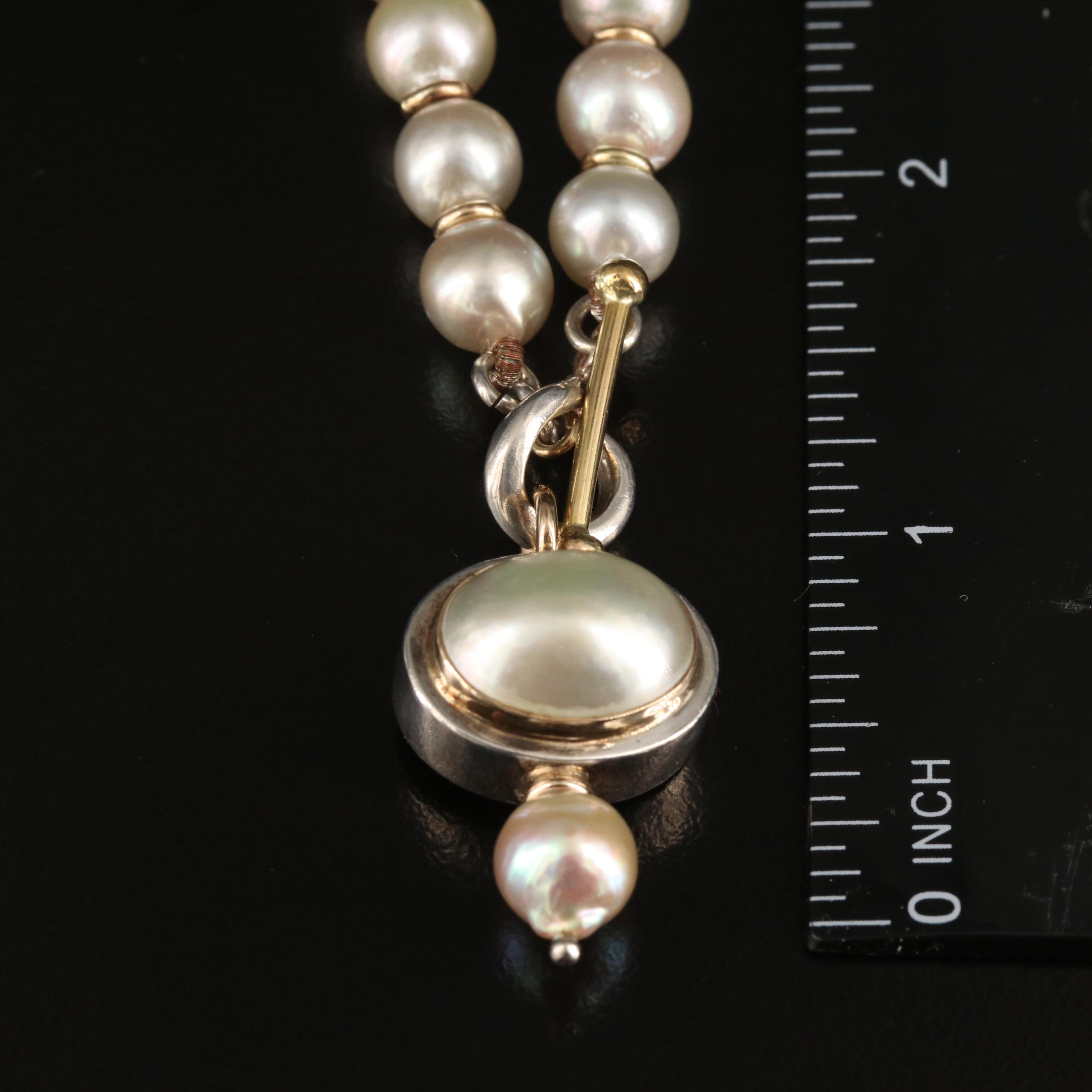 Michael Dawkins Sterling and 14K Pearl Necklace
