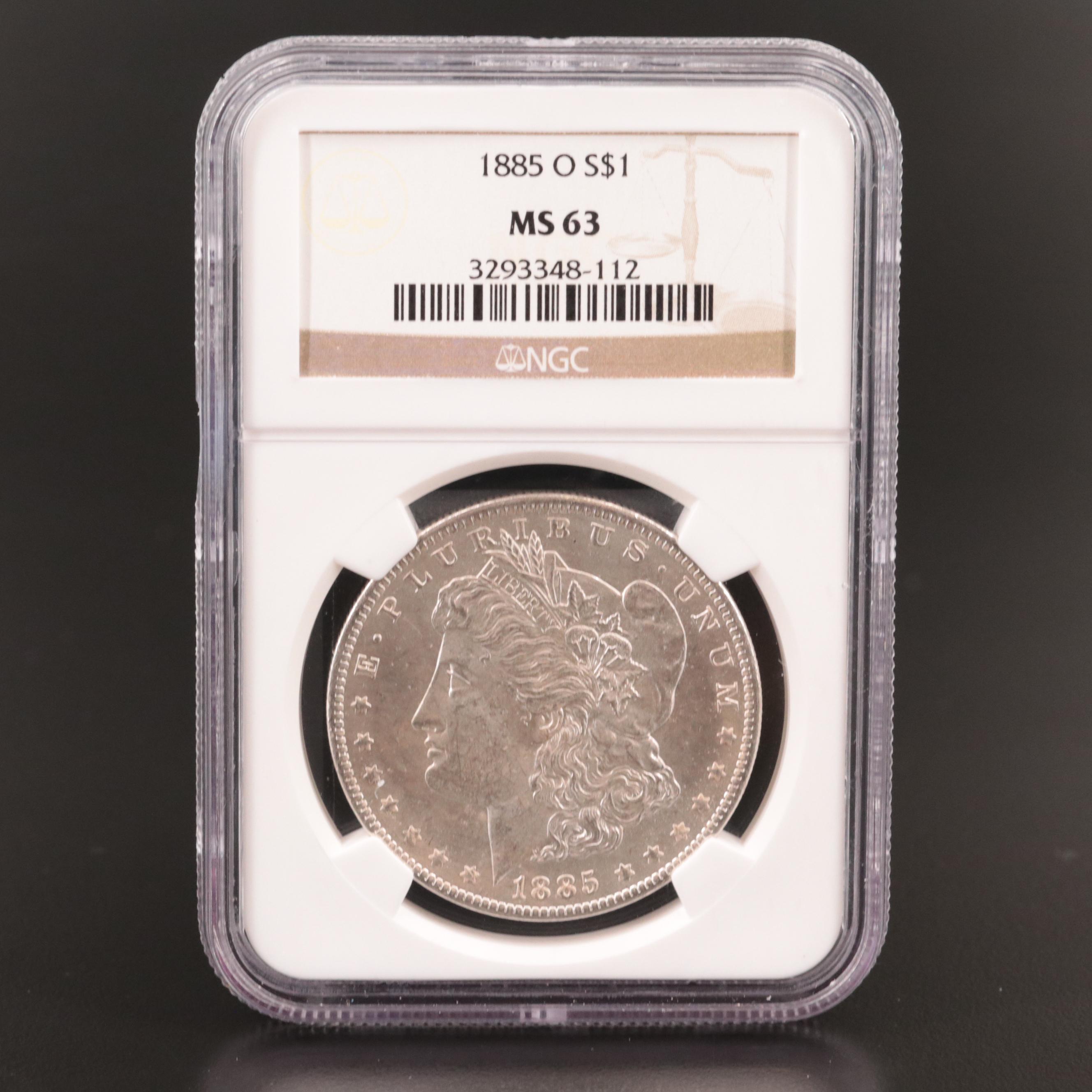 NGC Graded MS63 1885-O Morgan Silver Dollar