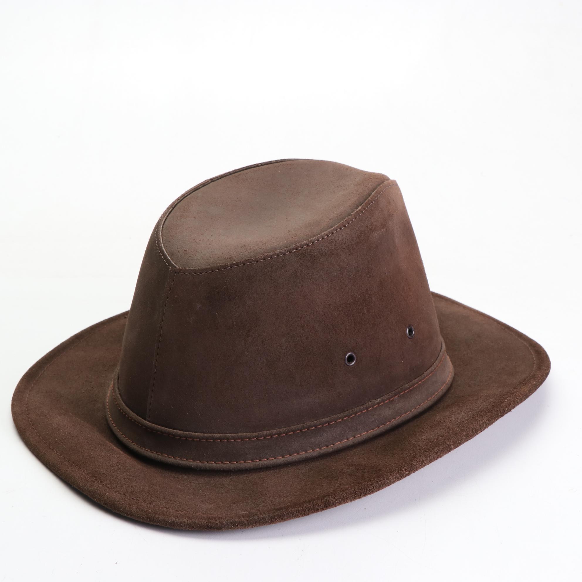 Minnetonka Fedora Hat in Brown Suede