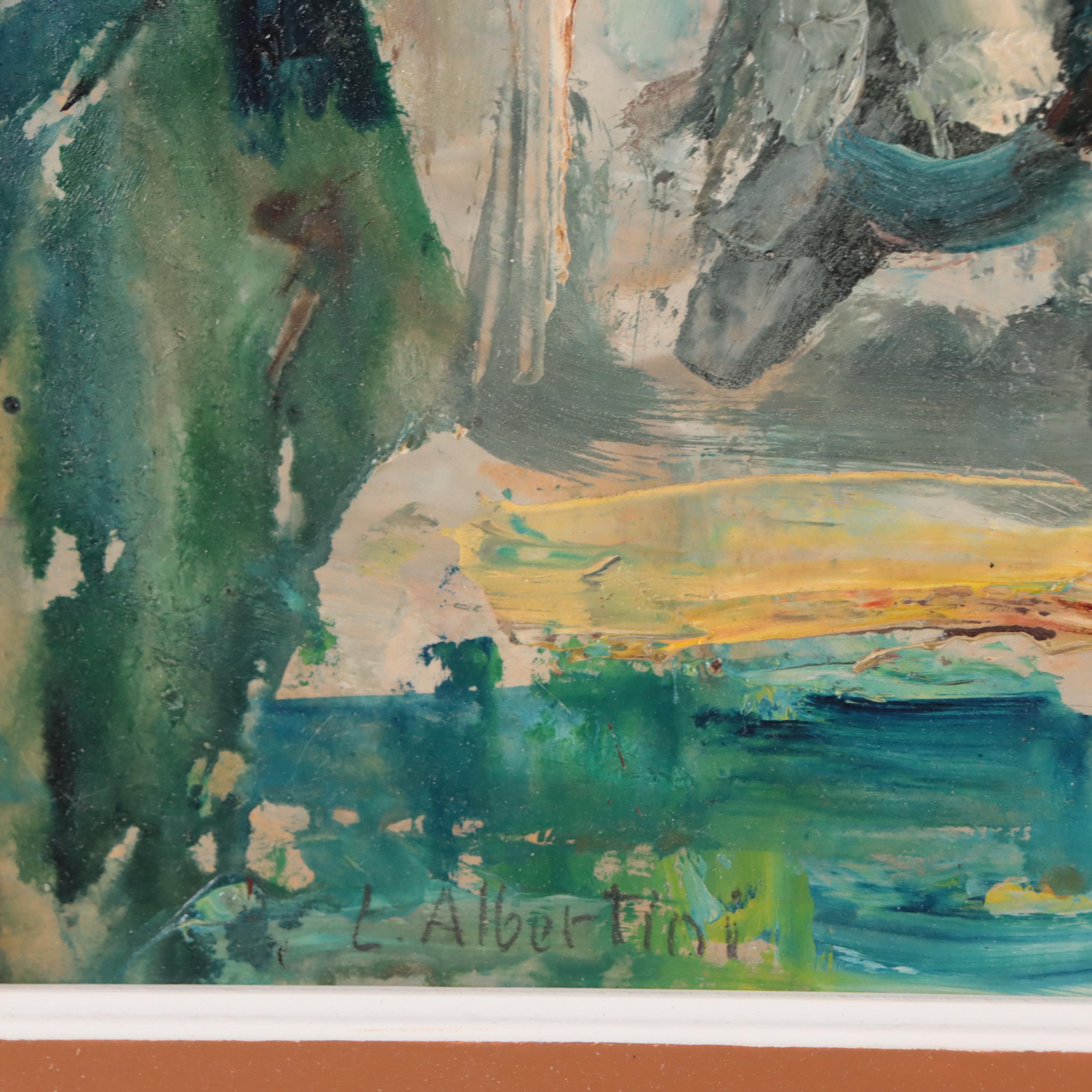 Luciano Albertini Mixed Media Painting of Seated Figure, Late 20th Century