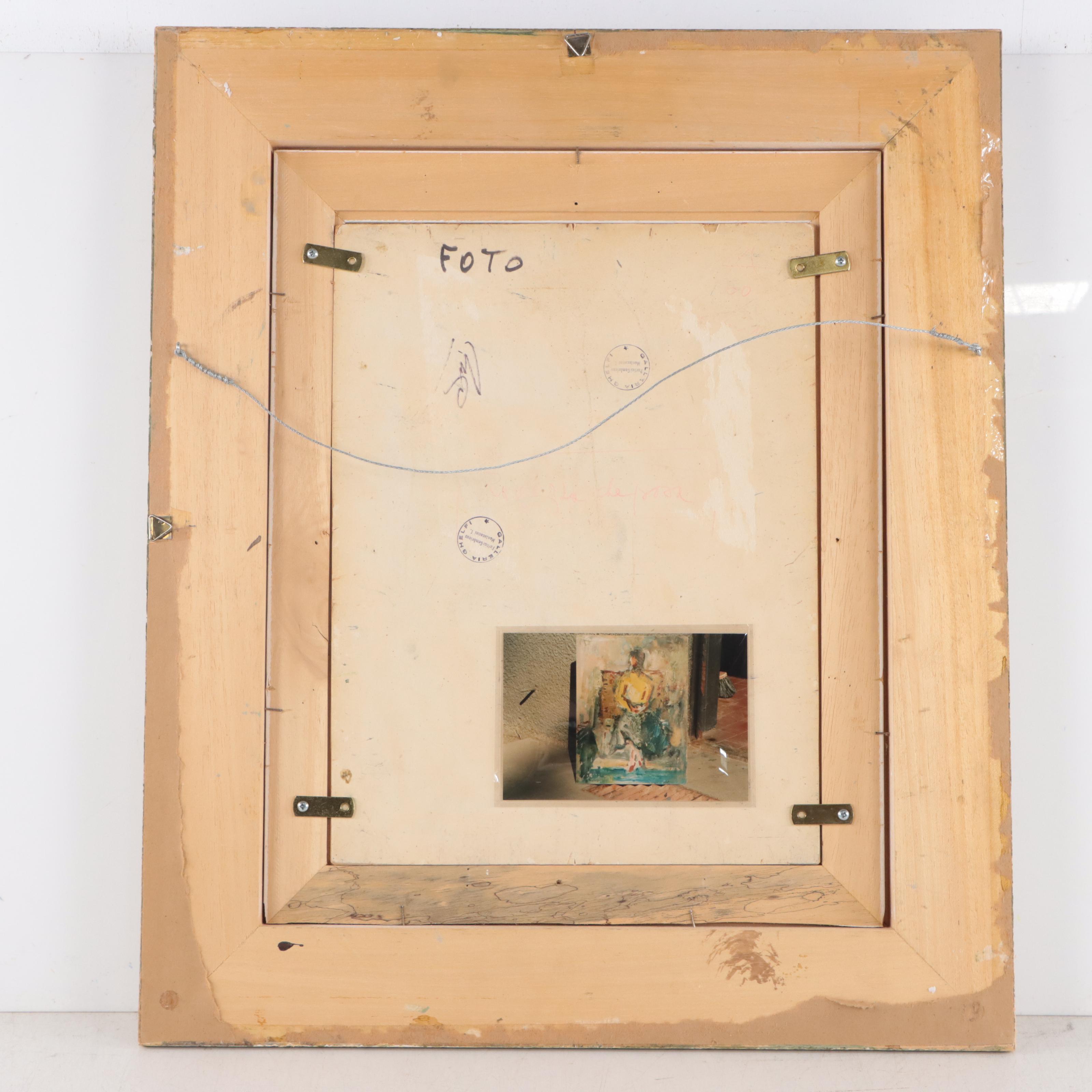 Luciano Albertini Mixed Media Painting of Seated Figure, Late 20th Century