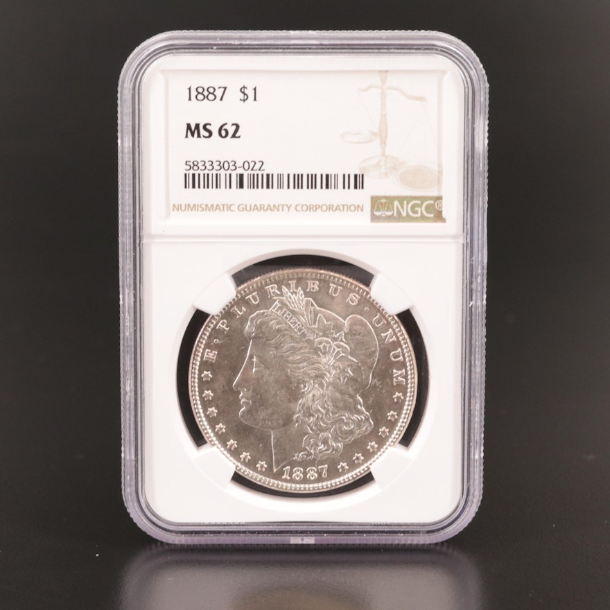 NGC Graded MS62 1887 Morgan Silver Dollar