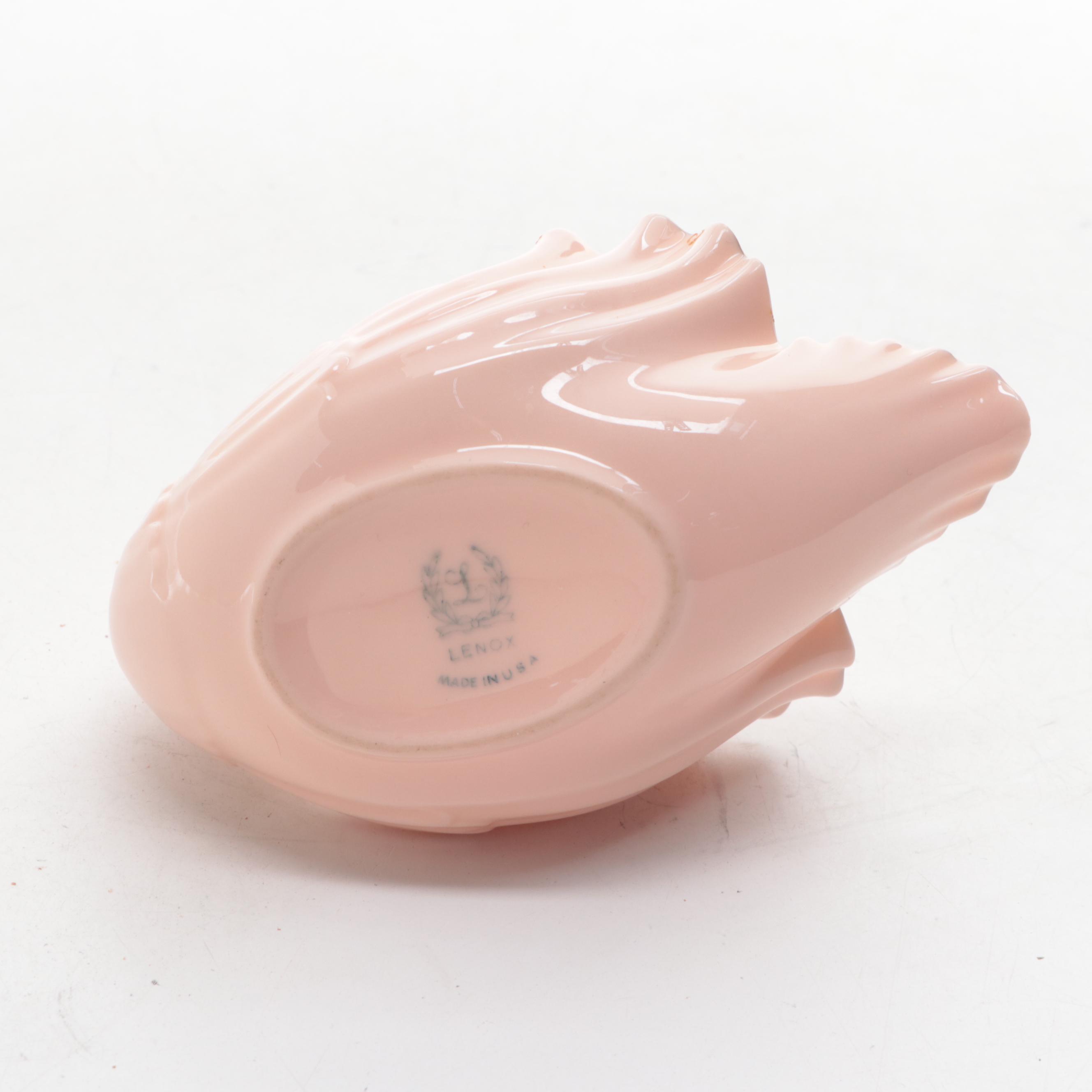 Belleek Heart-Shaped Dish with Lenox Swan Dish, Mid to Late 20th Century