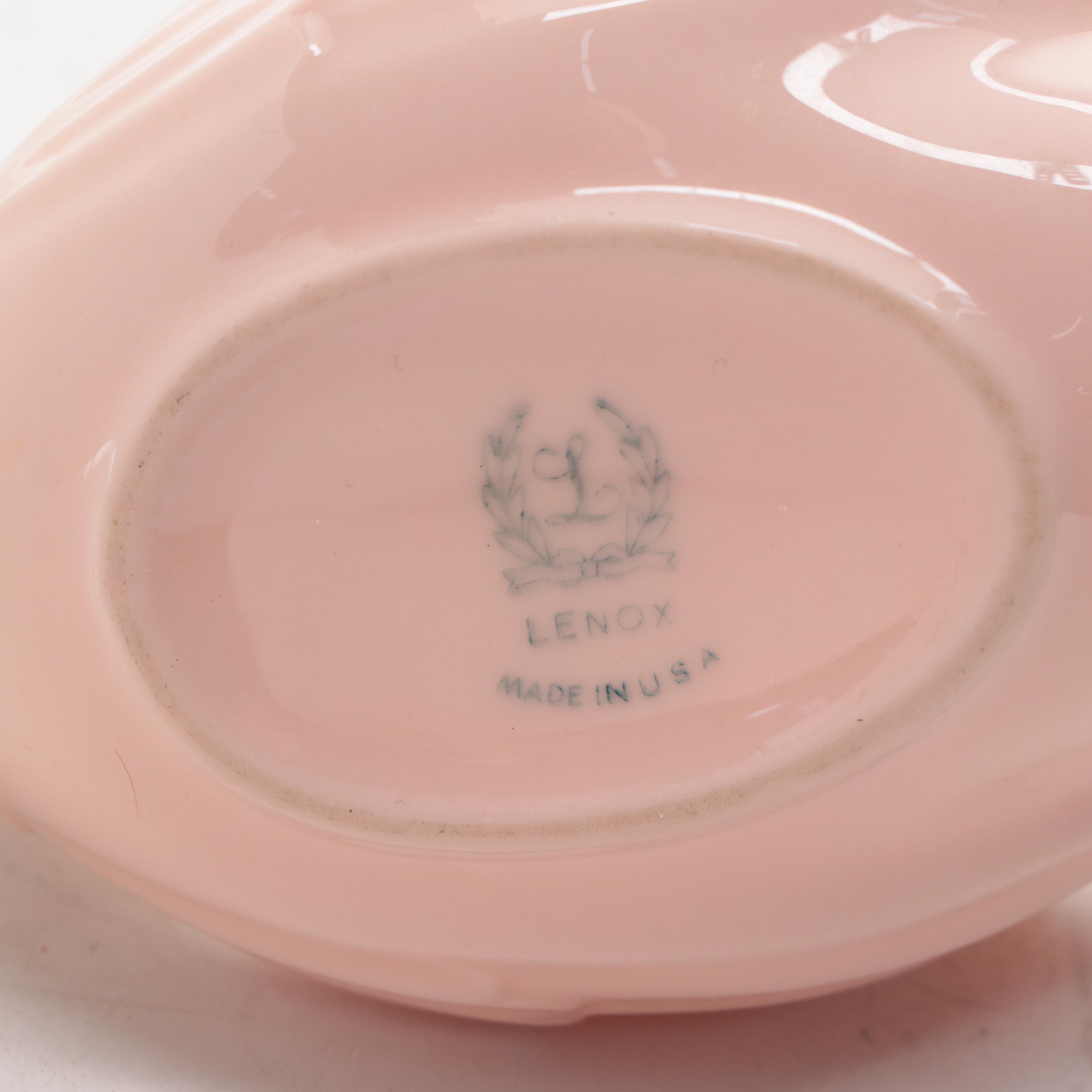 Belleek Heart-Shaped Dish with Lenox Swan Dish, Mid to Late 20th Century