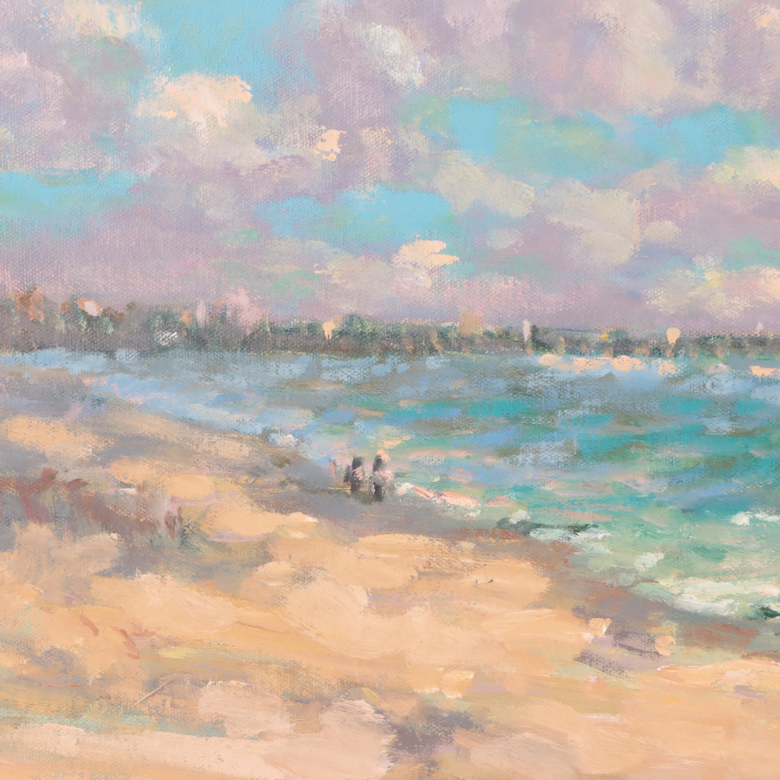 Robert Alan Waltsak Coastal Landscape Oil Painting, Late 20th Century