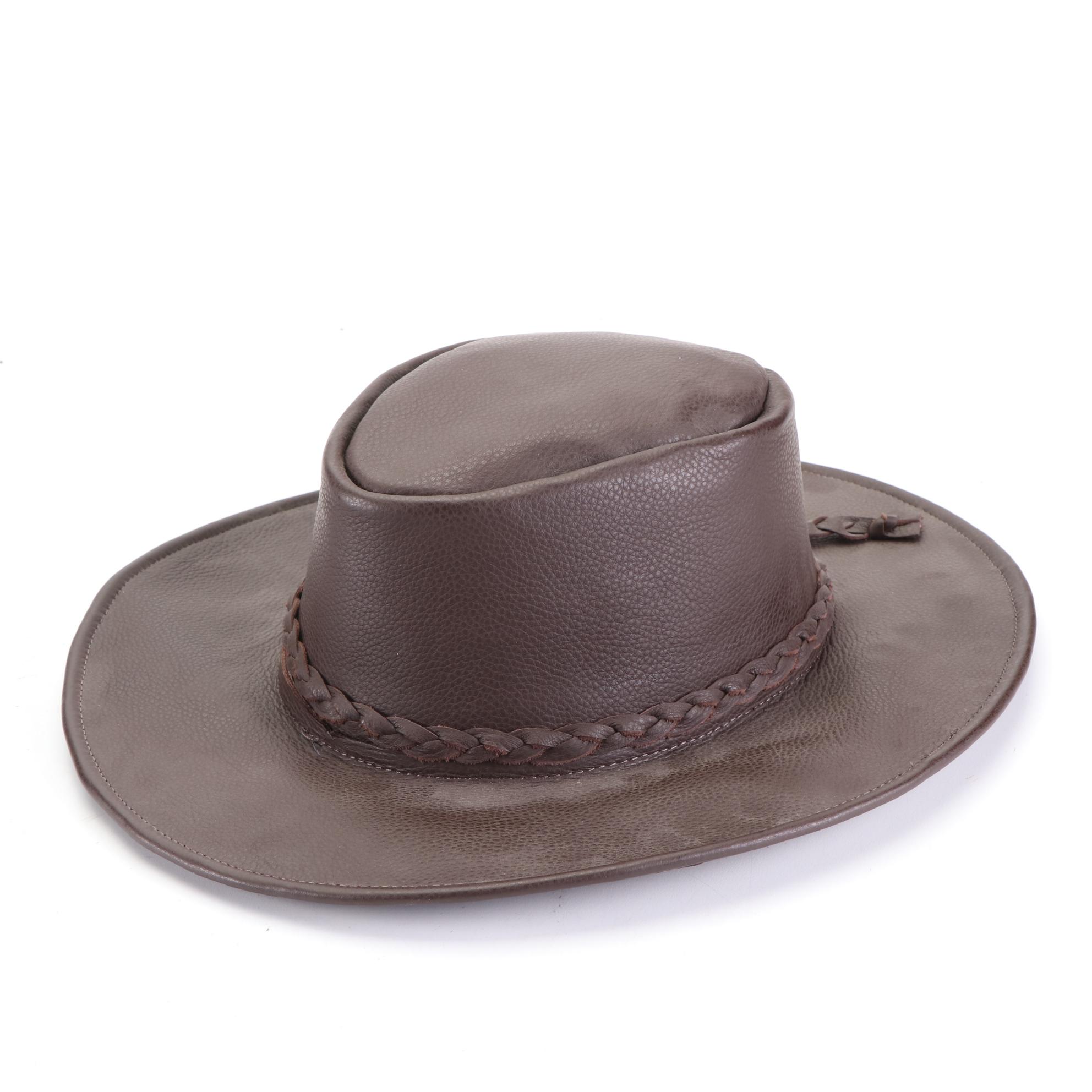 Cowboy Hats in Leather with Braided Hat Bands