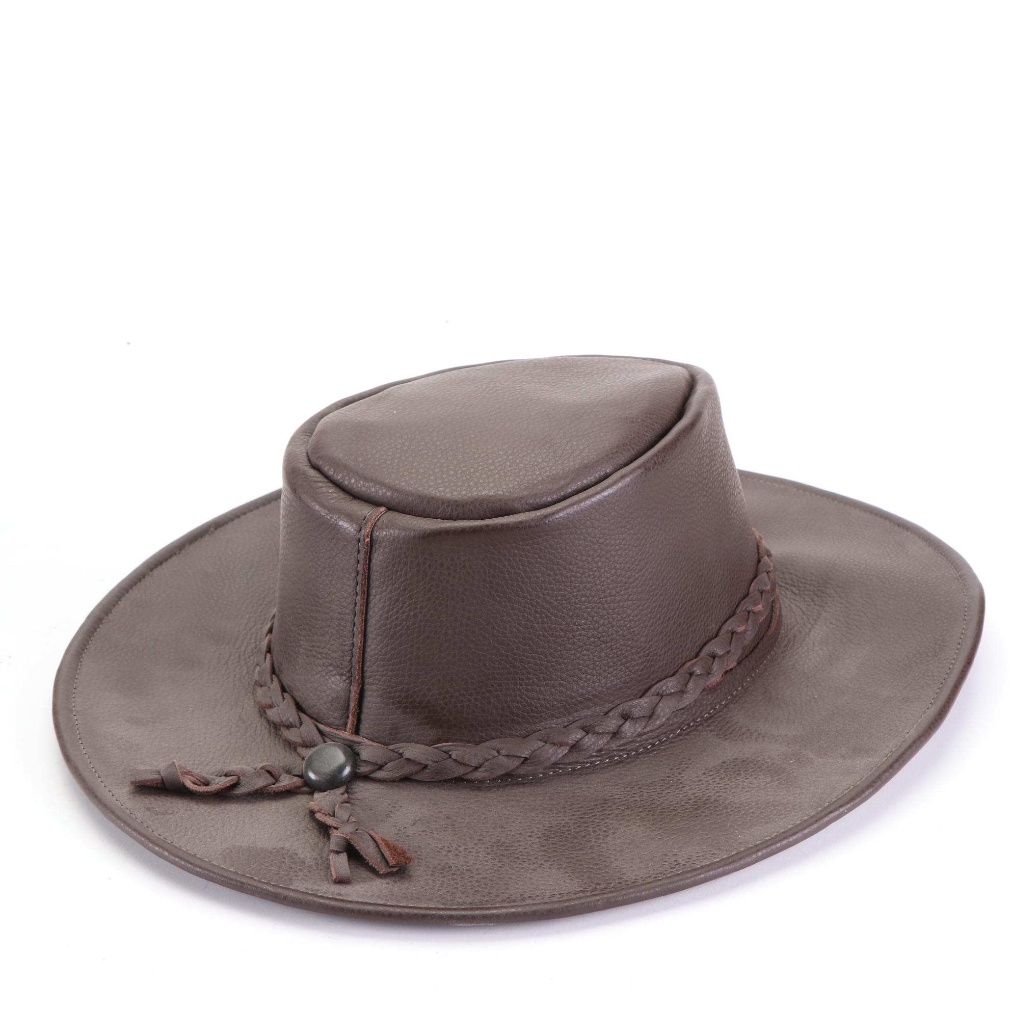 Cowboy Hats in Leather with Braided Hat Bands