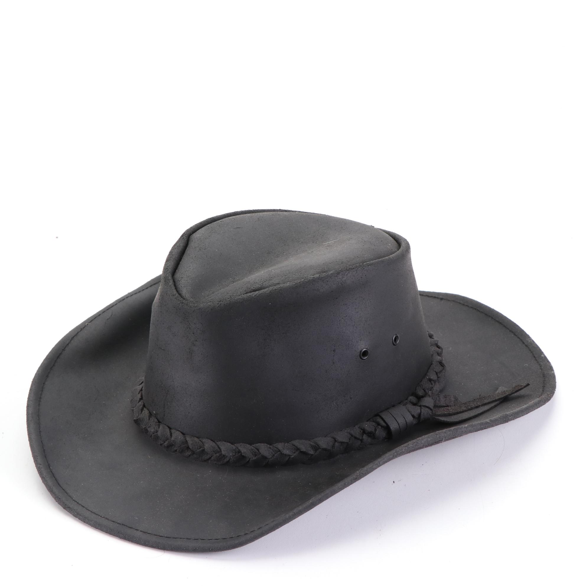 Cowboy Hats in Leather with Braided Hat Bands