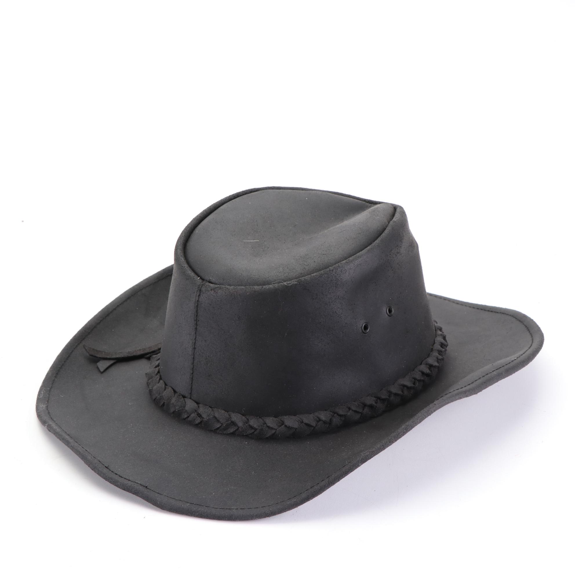 Cowboy Hats in Leather with Braided Hat Bands