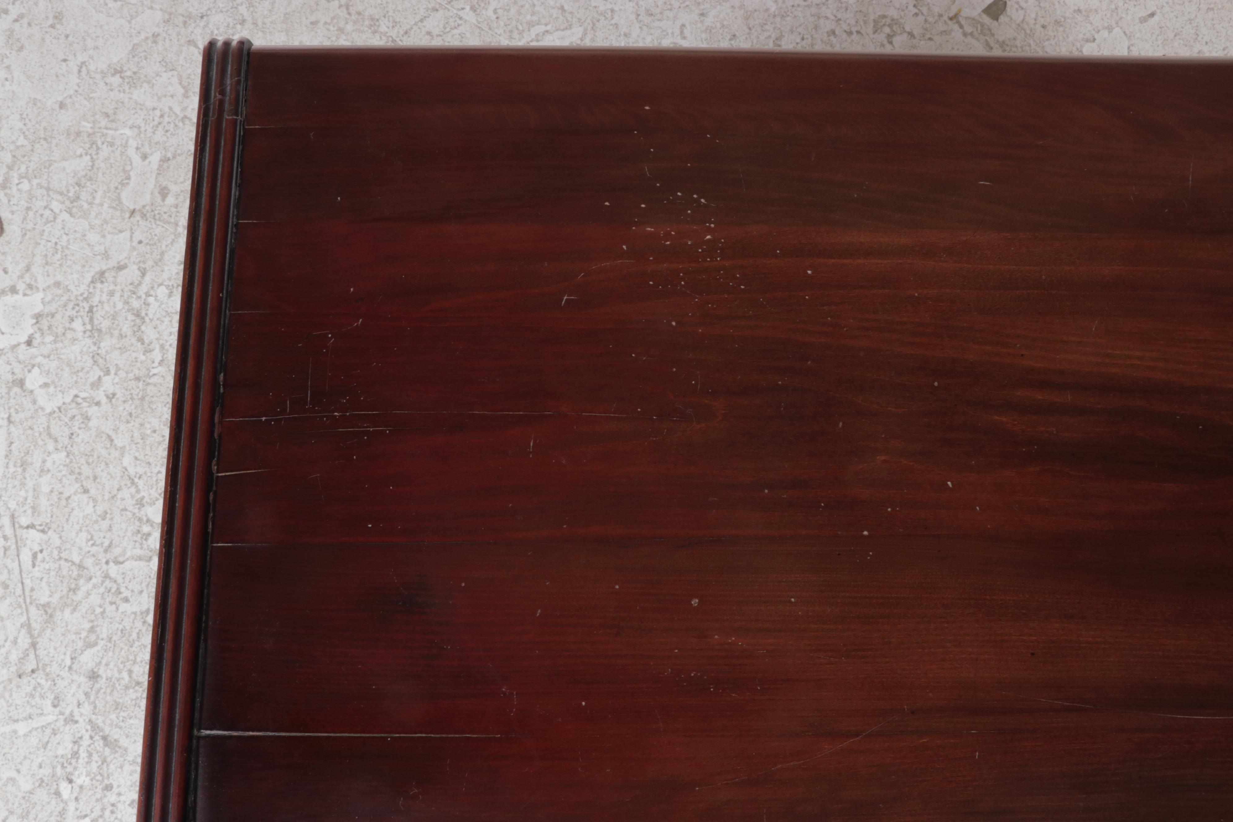 Federal Style Mahogany-Stained Kneehole Desk Plus Brass-Patinated Side Chair