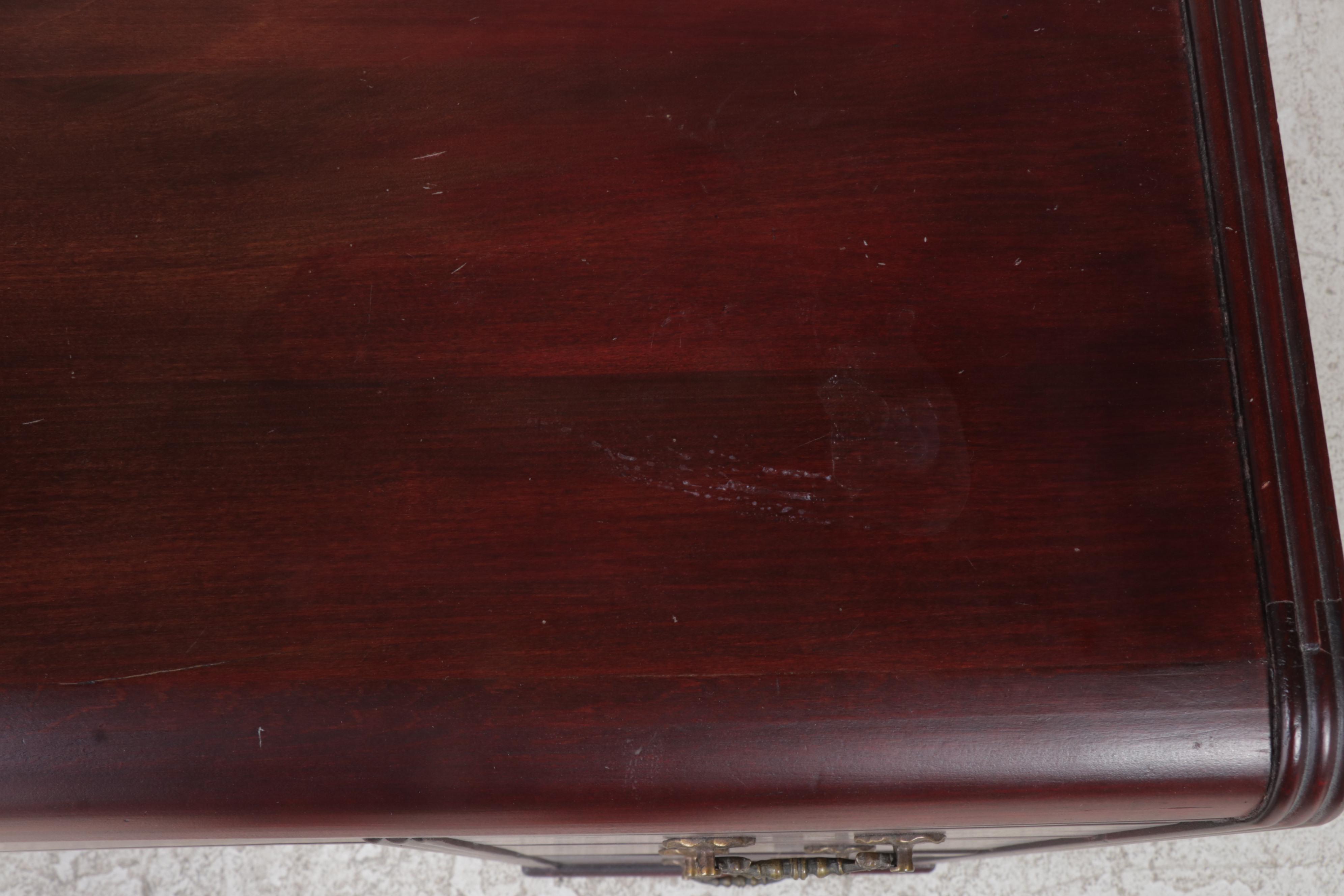 Federal Style Mahogany-Stained Kneehole Desk Plus Brass-Patinated Side Chair