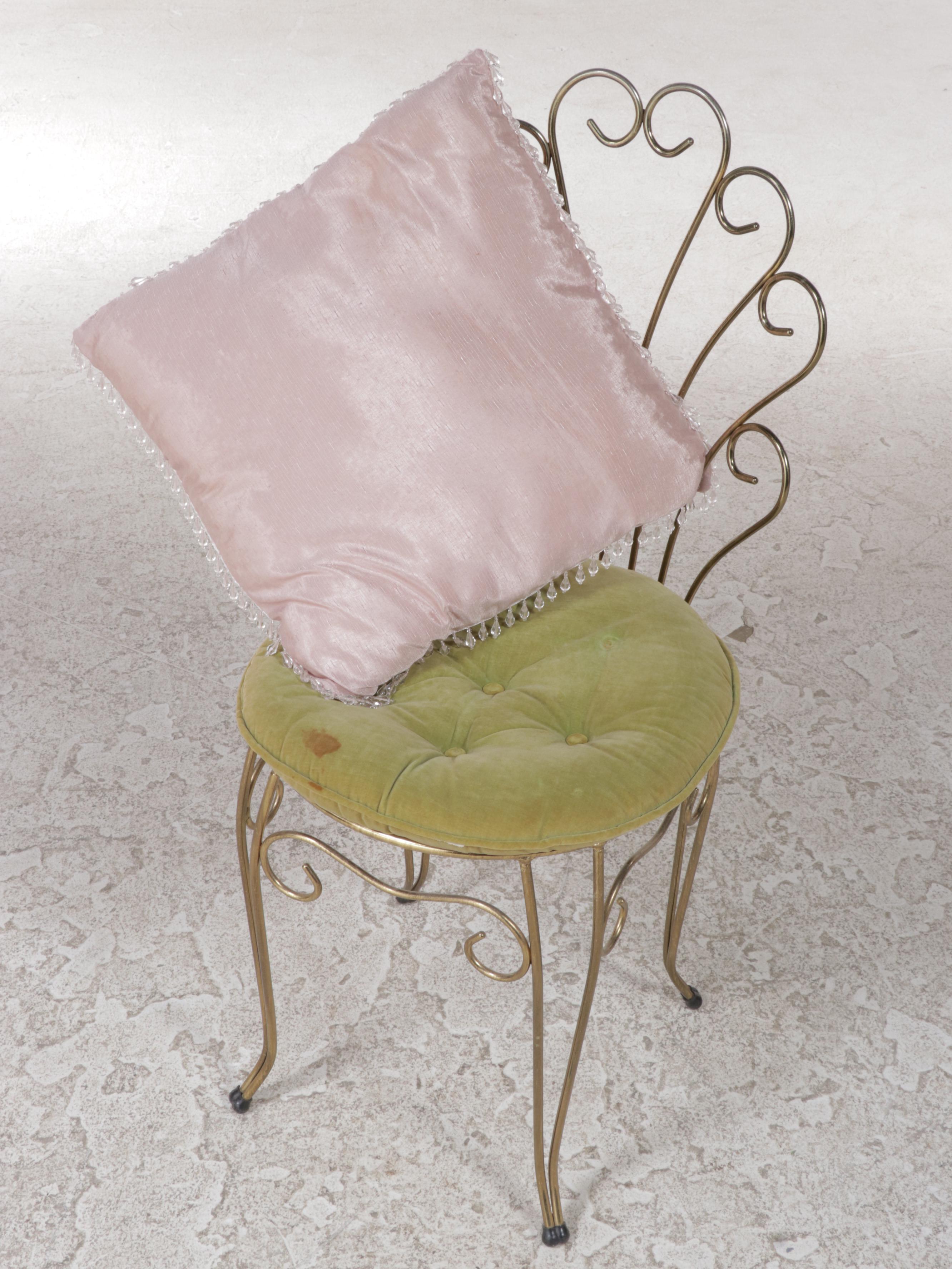 Federal Style Mahogany-Stained Kneehole Desk Plus Brass-Patinated Side Chair