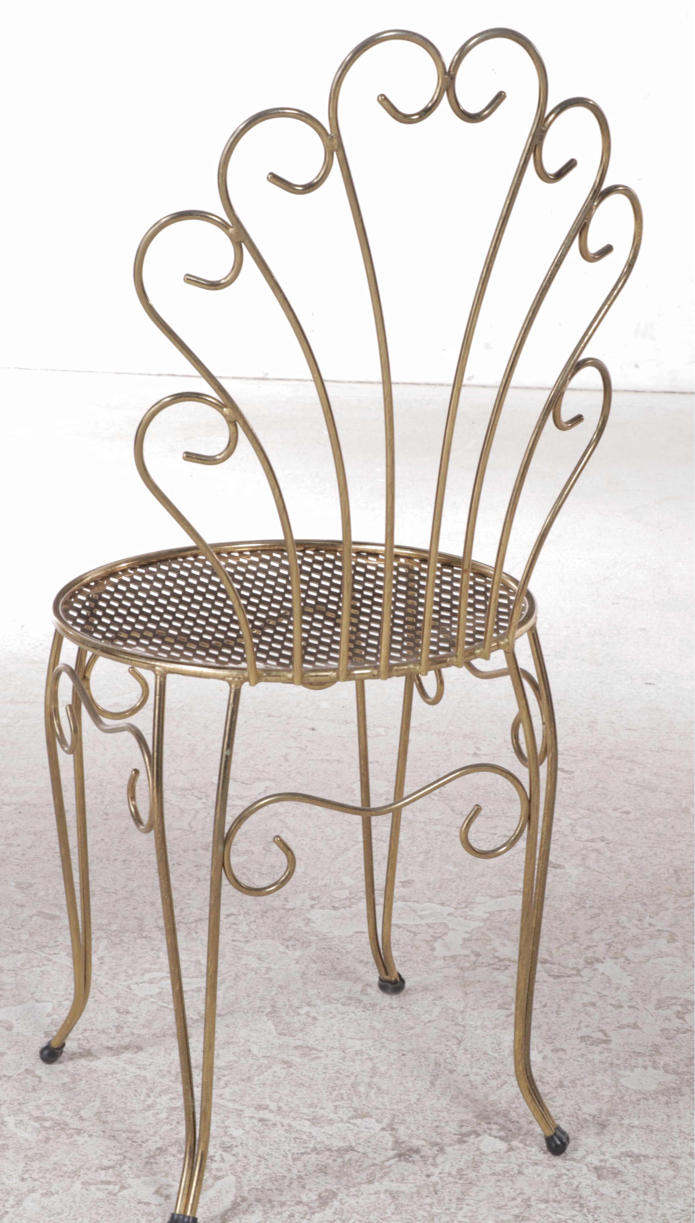 Federal Style Mahogany-Stained Kneehole Desk Plus Brass-Patinated Side Chair