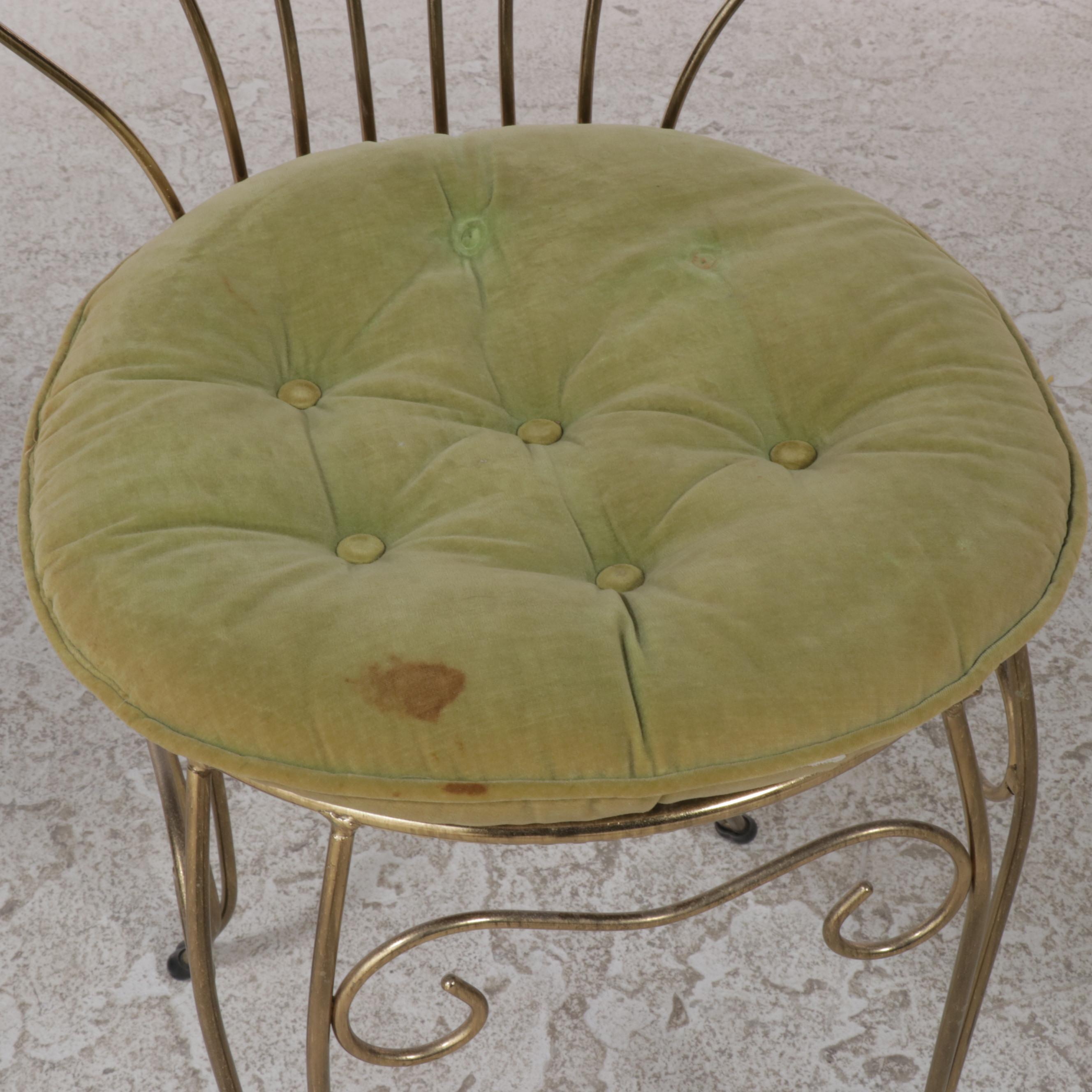 Federal Style Mahogany-Stained Kneehole Desk Plus Brass-Patinated Side Chair