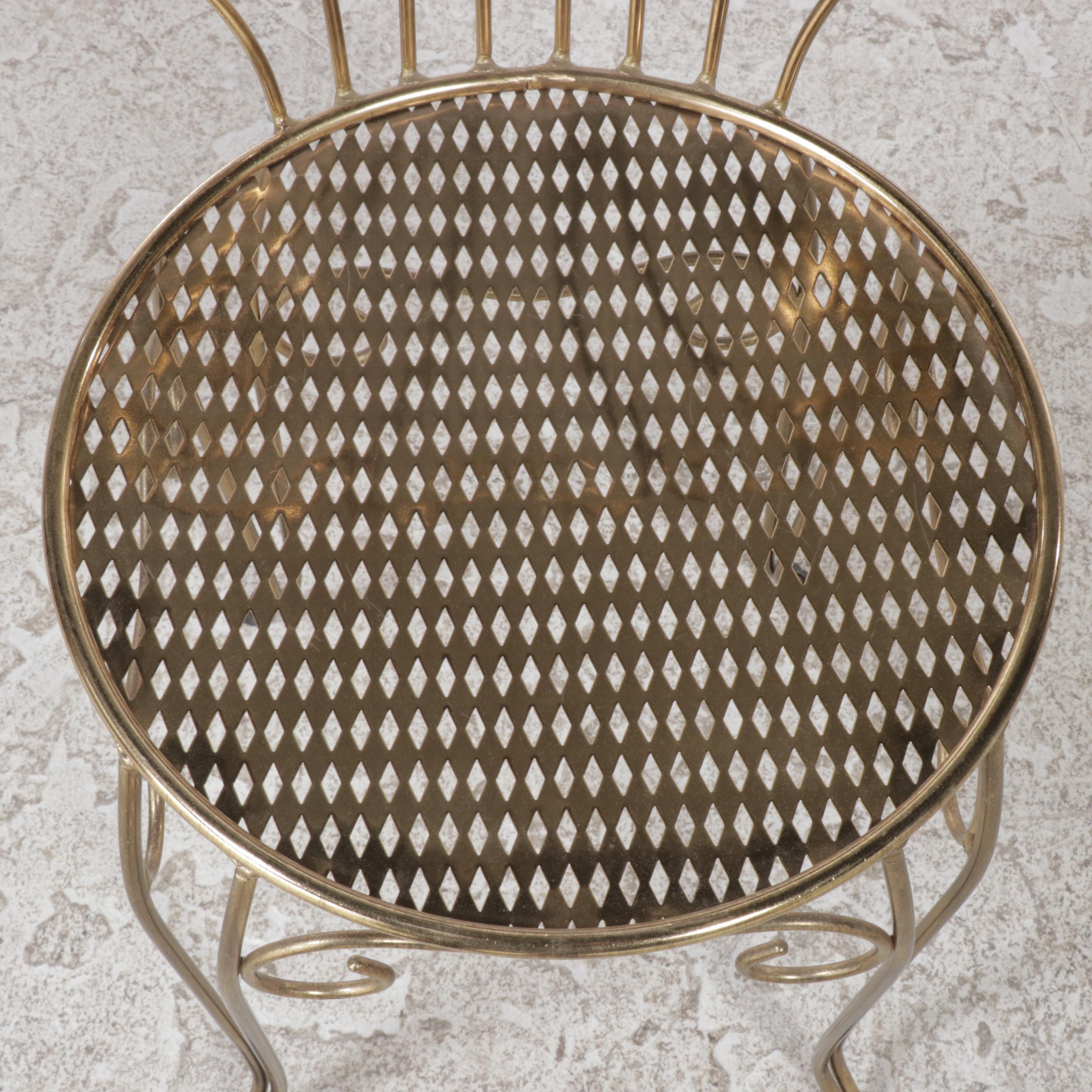 Federal Style Mahogany-Stained Kneehole Desk Plus Brass-Patinated Side Chair