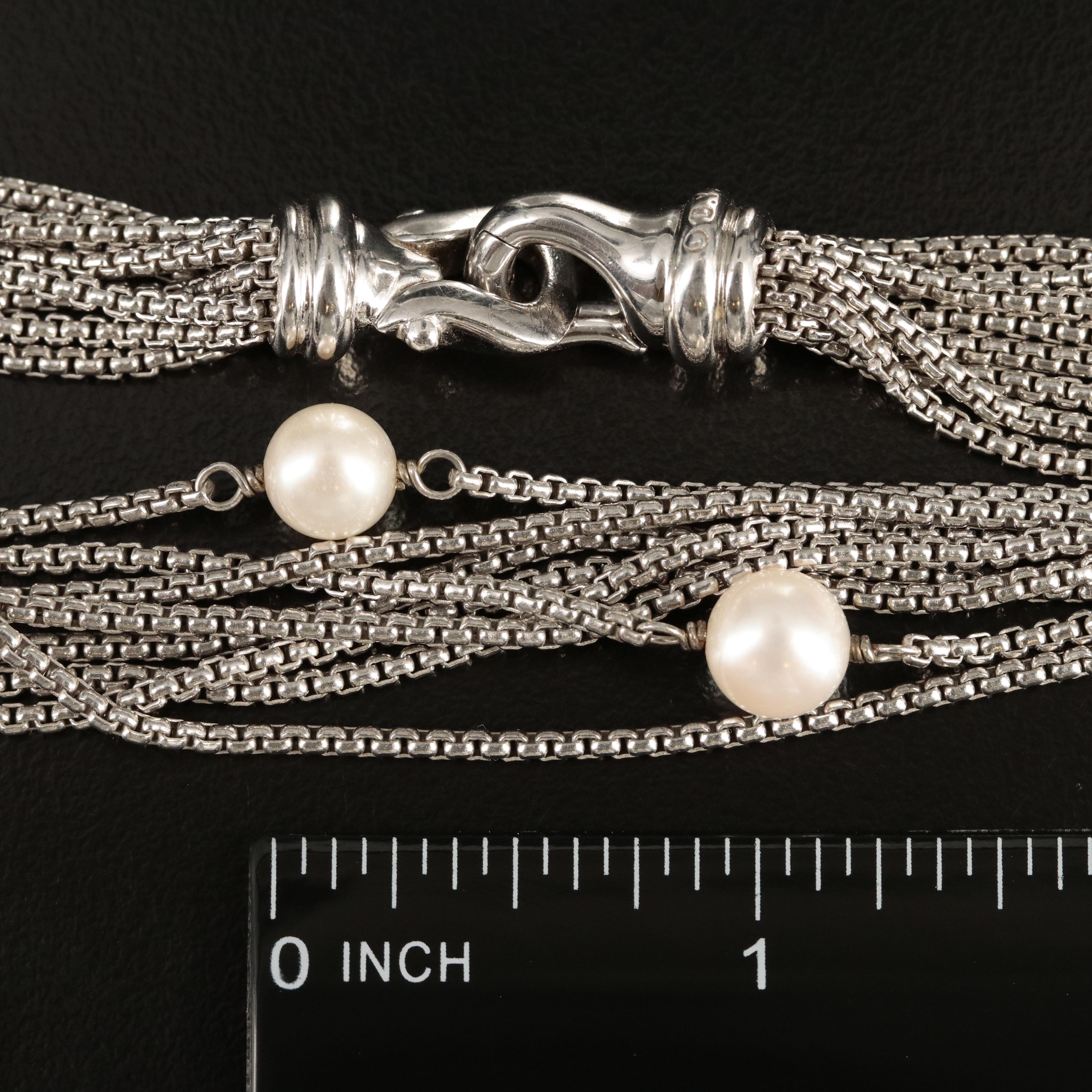 David Yurman Sterling Pearl Station Multi-Strand Necklace