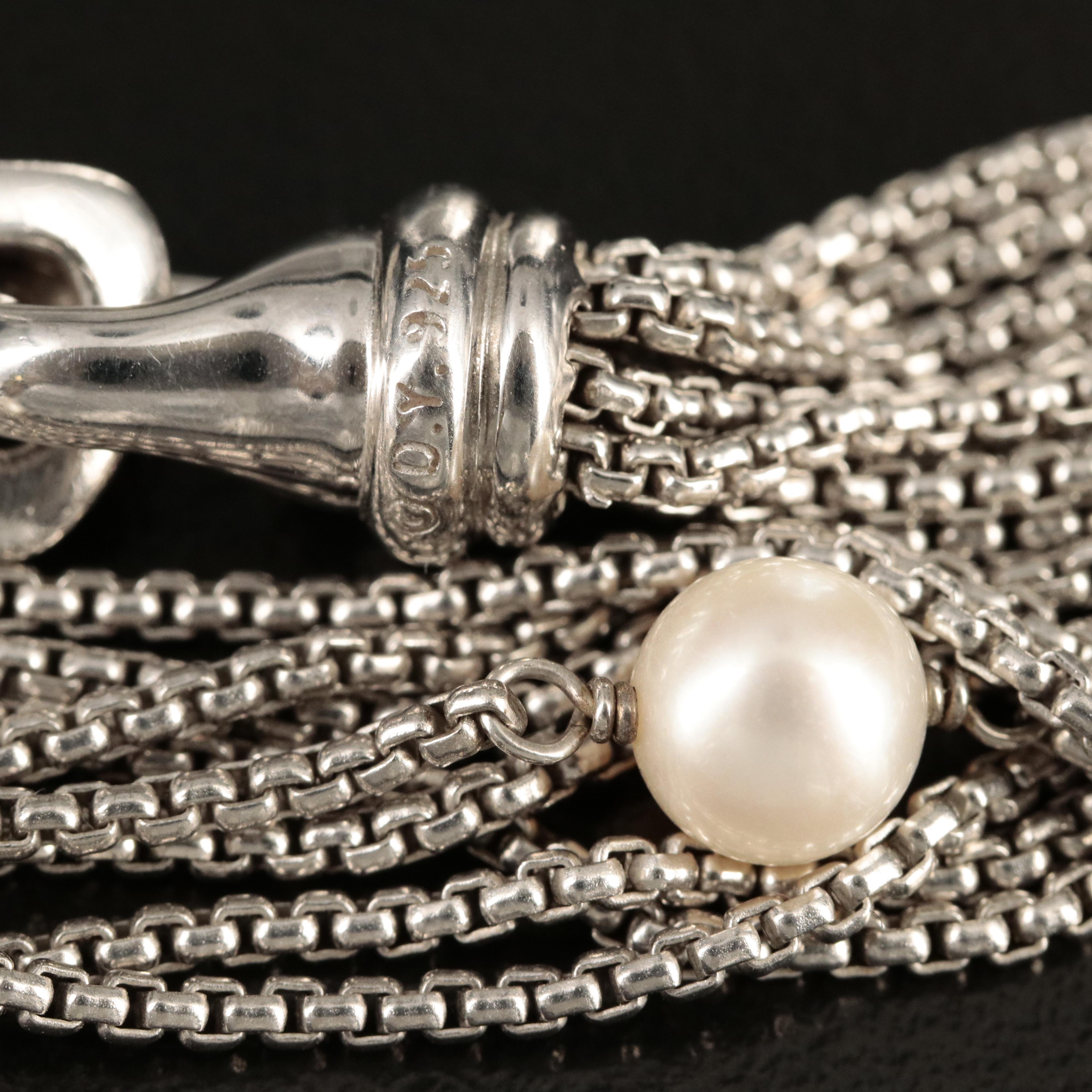 David Yurman Sterling Pearl Station Multi-Strand Necklace