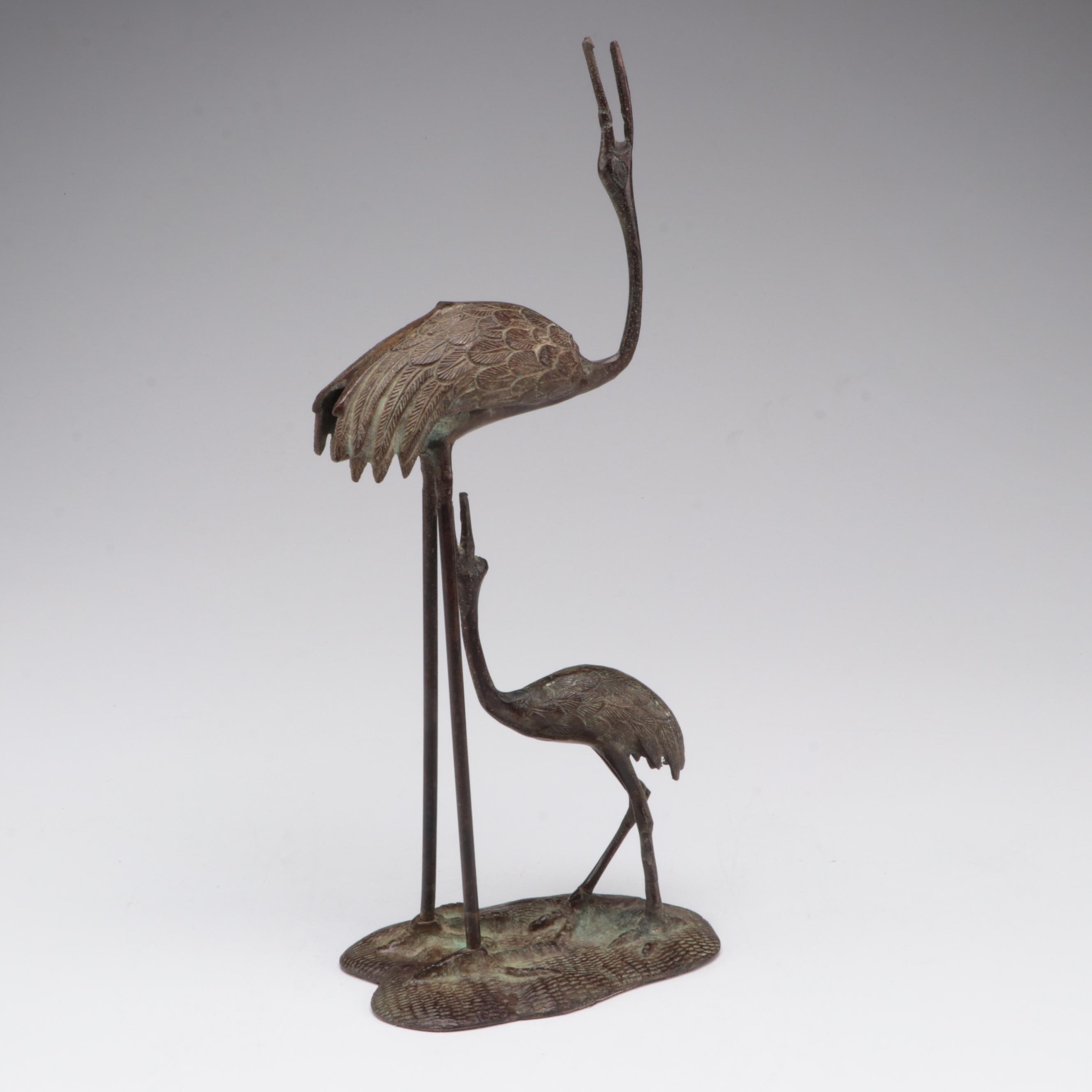 Copper Alloy Sculpture of Cranes