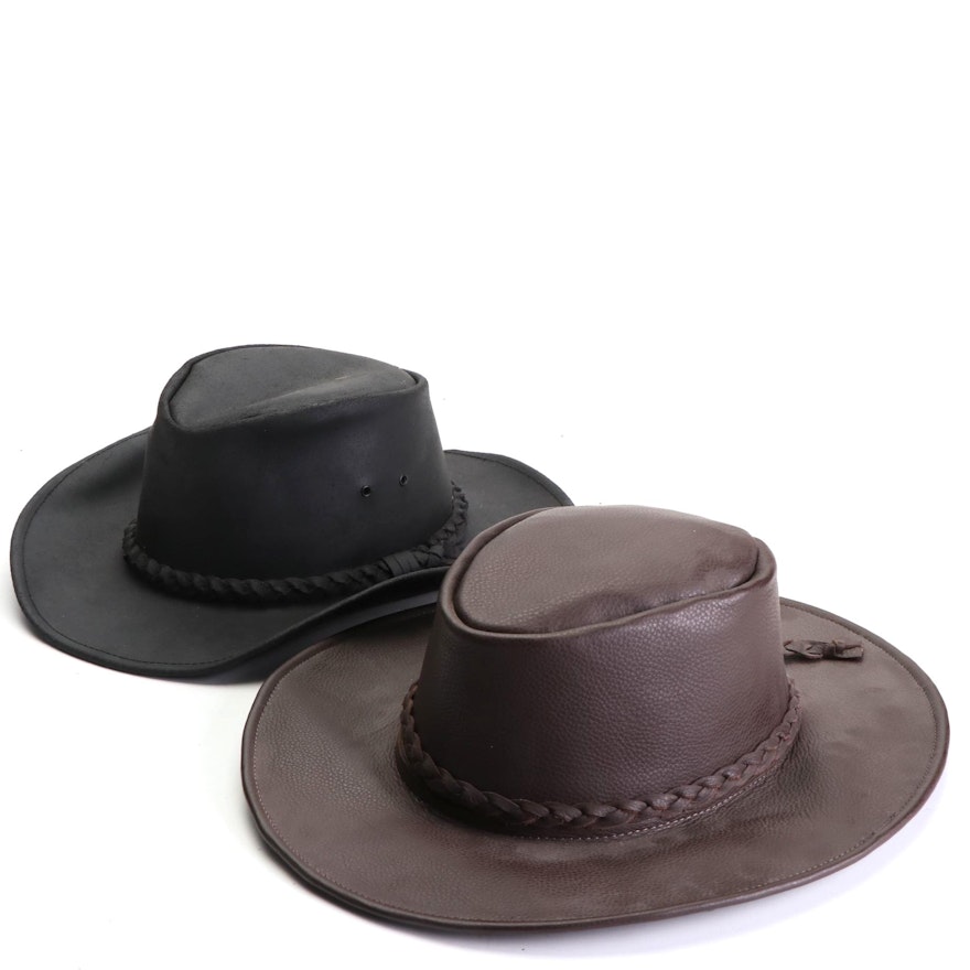 Cowboy Hats in Leather with Braided Hat Bands