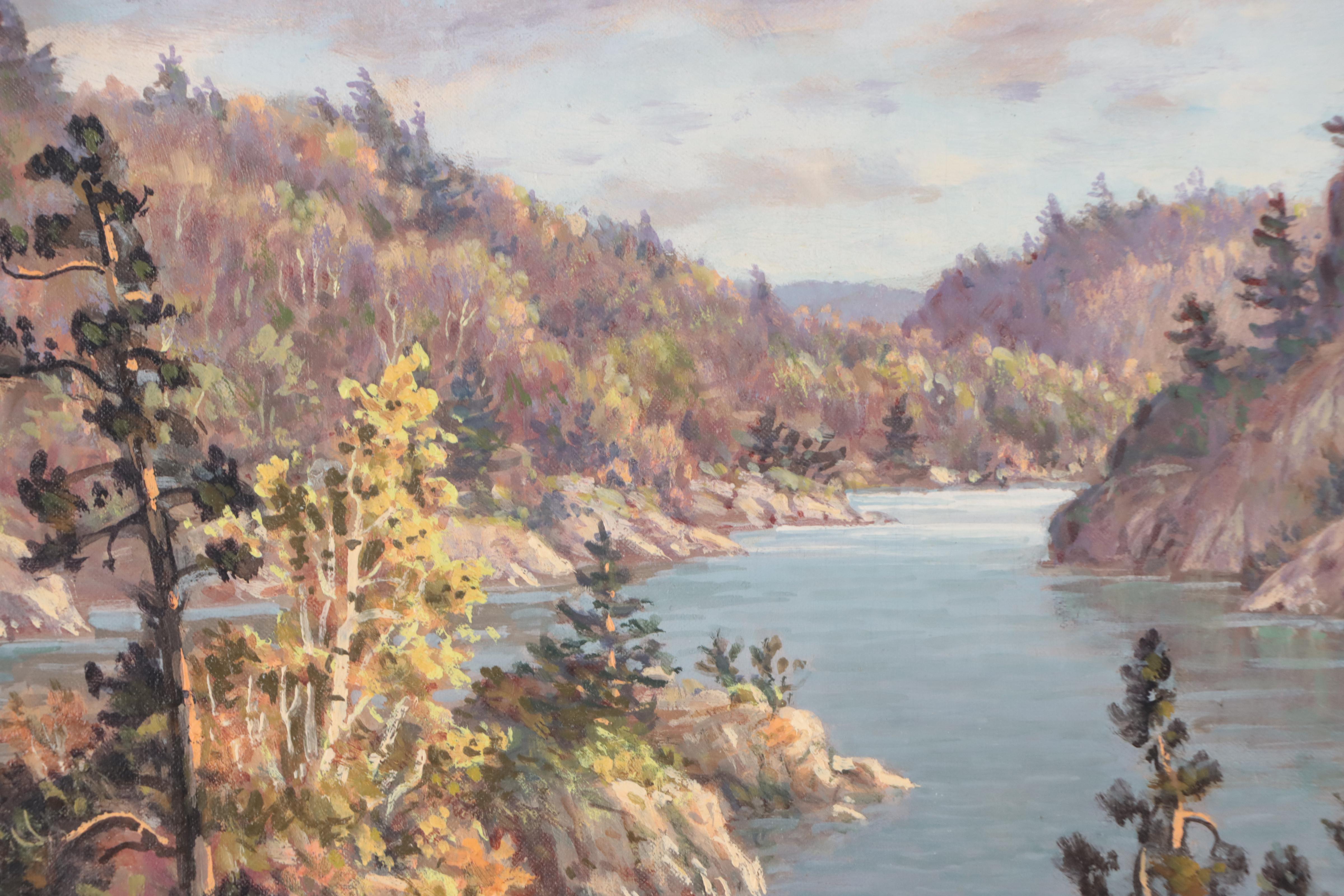 Otto Planding Winter Landscape Oil Painting of Forest, Circa 1950