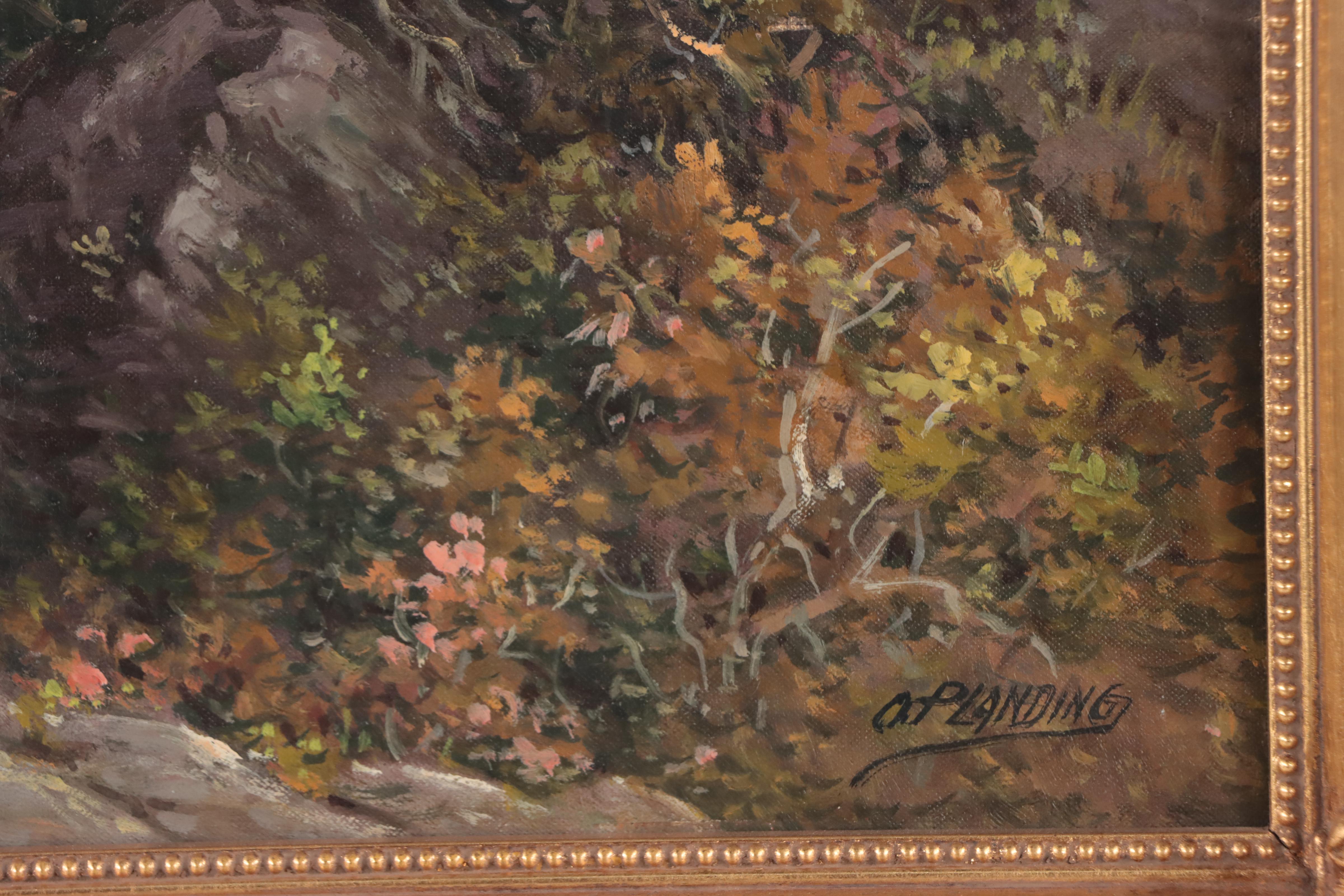 Otto Planding Winter Landscape Oil Painting of Forest, Circa 1950