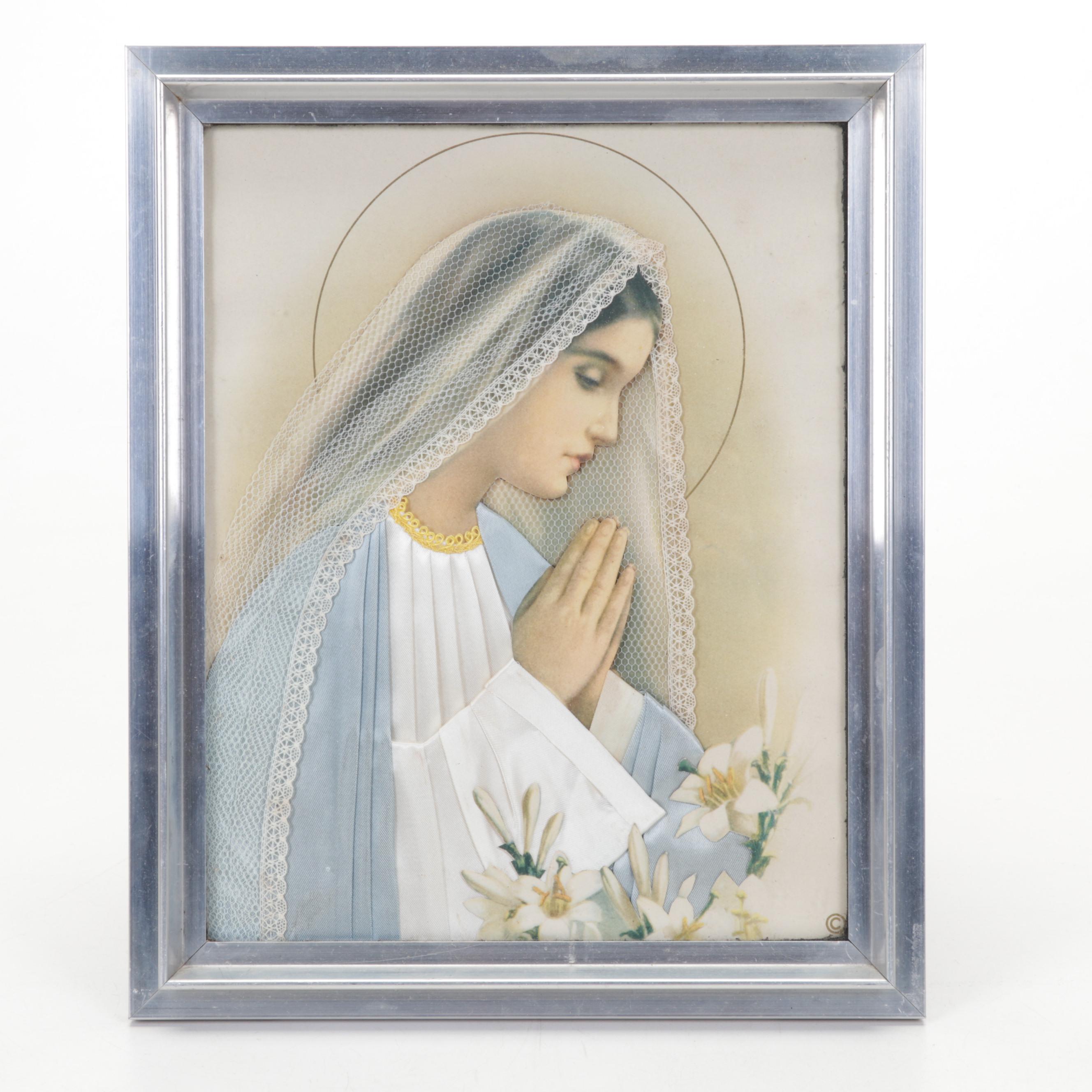 Metal Jesus in the Garden of Gesthemane with Angel and  Madonna Wall Hangings