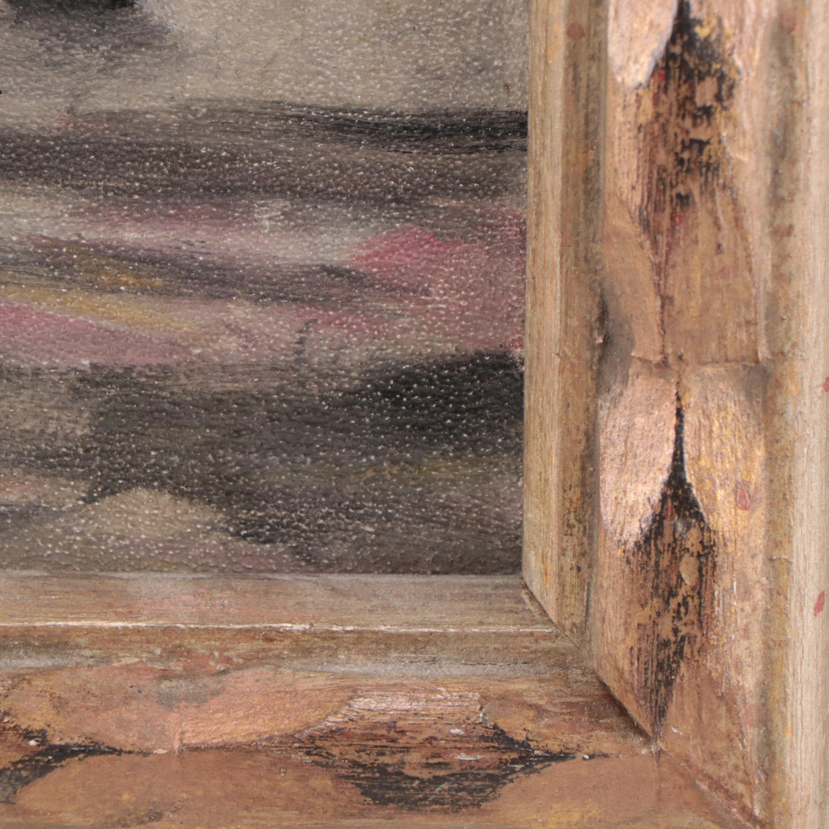 Oil Painting of Village, Late 20th Century