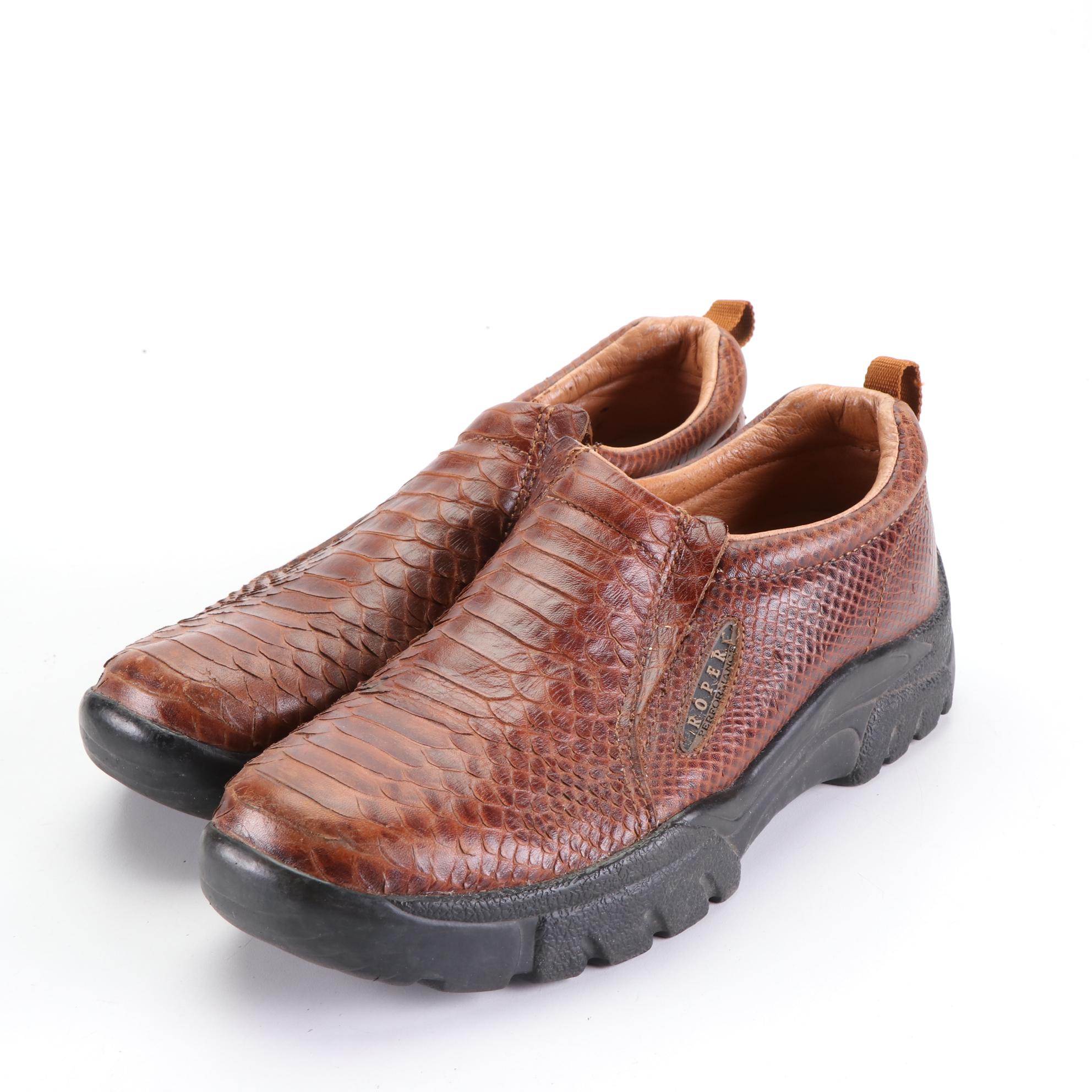 Men's Roper Croc-Effect Leather Slip-On and Lace-Up Casual Shoes with Box