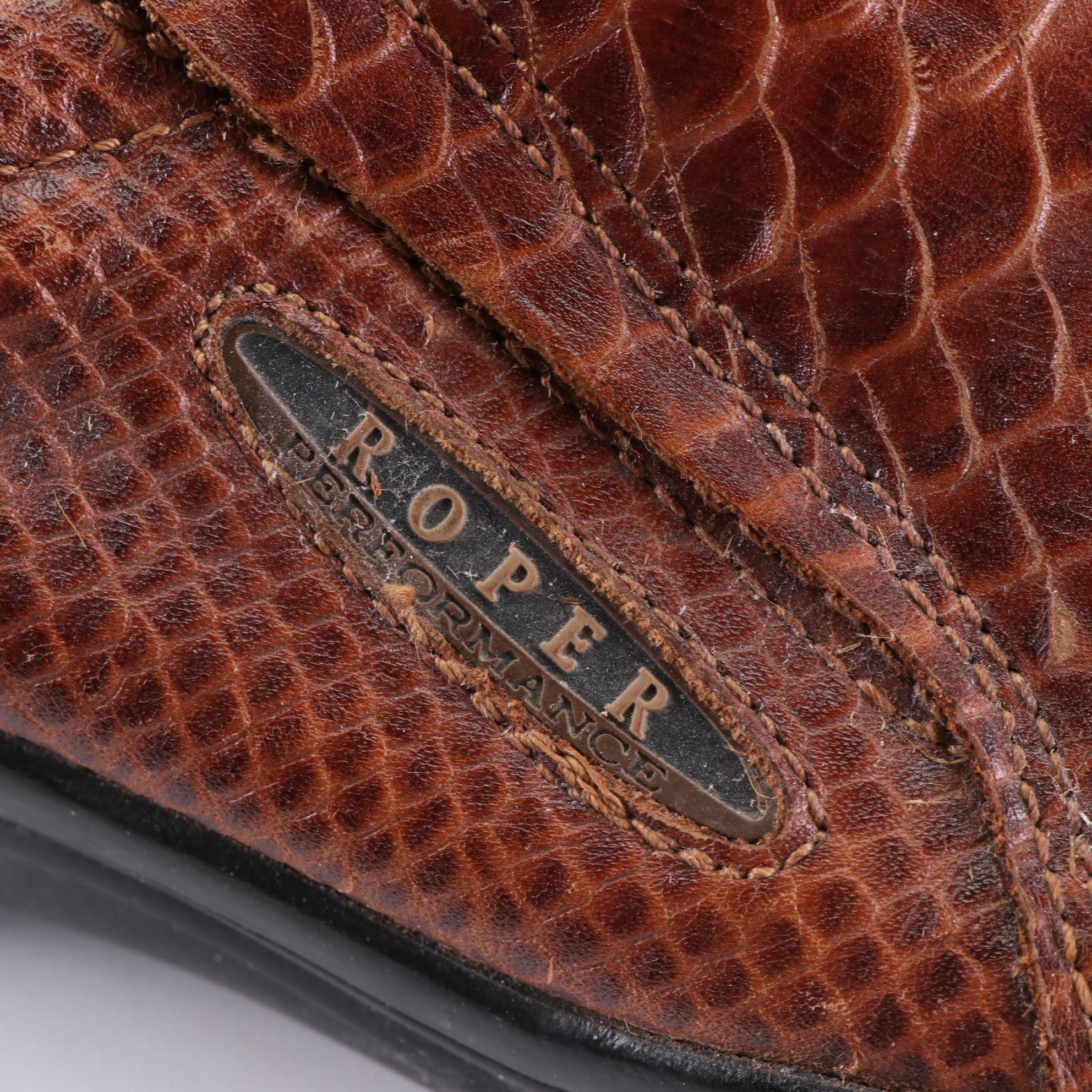 Men's Roper Croc-Effect Leather Slip-On and Lace-Up Casual Shoes with Box