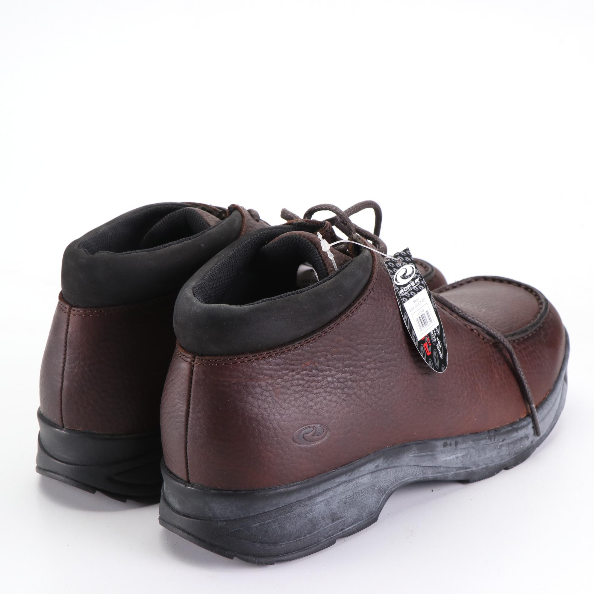 Men's Roper Croc-Effect Leather Slip-On and Lace-Up Casual Shoes with Box