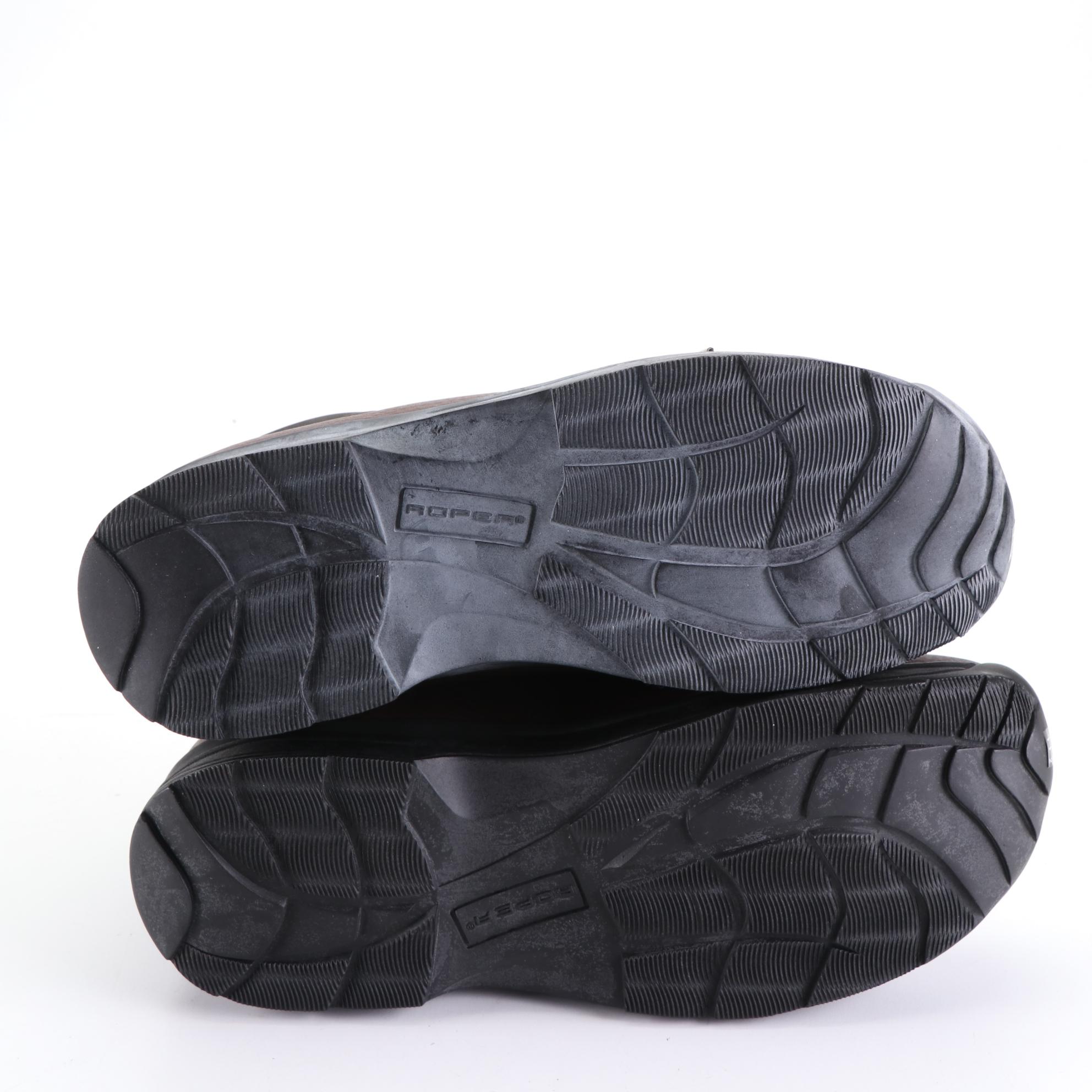 Men's Roper Croc-Effect Leather Slip-On and Lace-Up Casual Shoes with Box