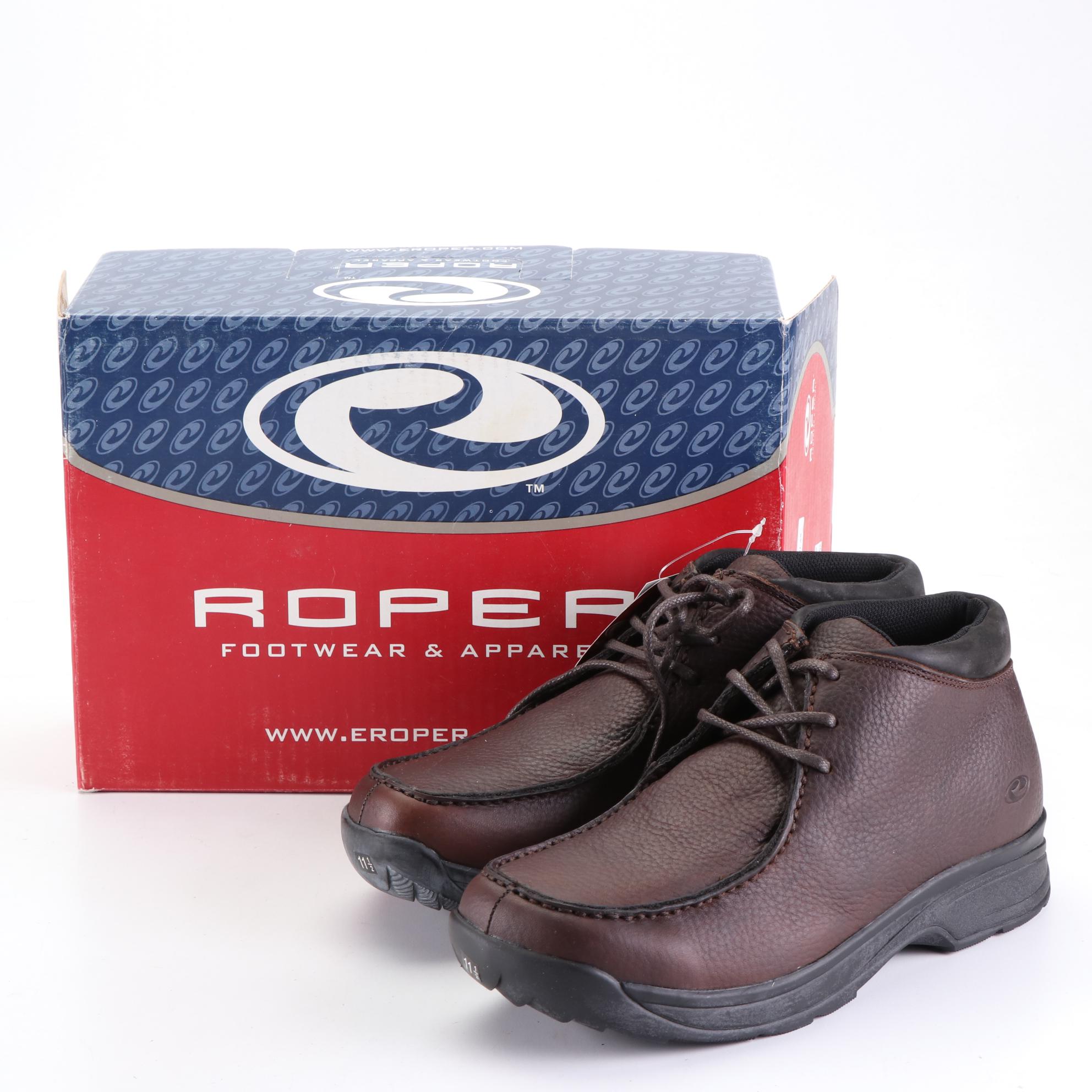 Men's Roper Croc-Effect Leather Slip-On and Lace-Up Casual Shoes with Box