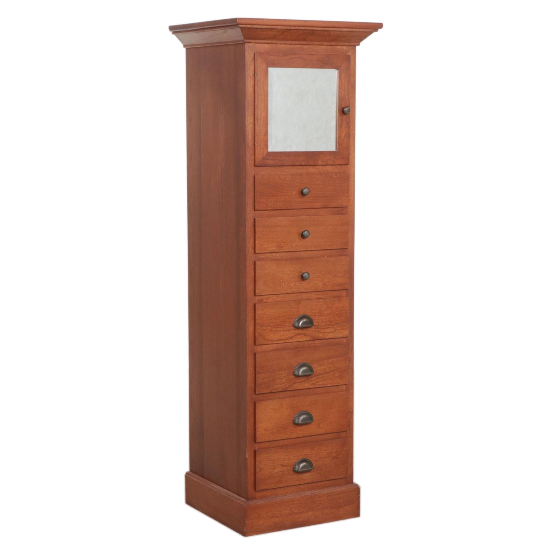 Arhaus Wood Lingerie Chest with Mirrored Door, 21st Century