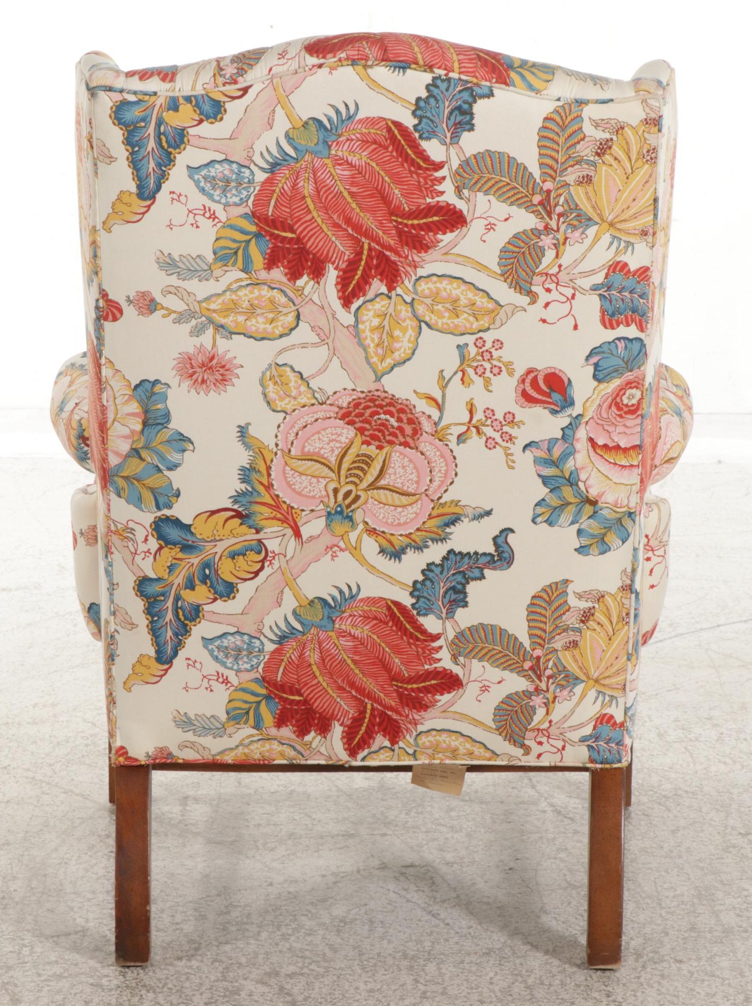 Lee Industries Chippendale Style Wingback Chair in Quilted Print Upholstery