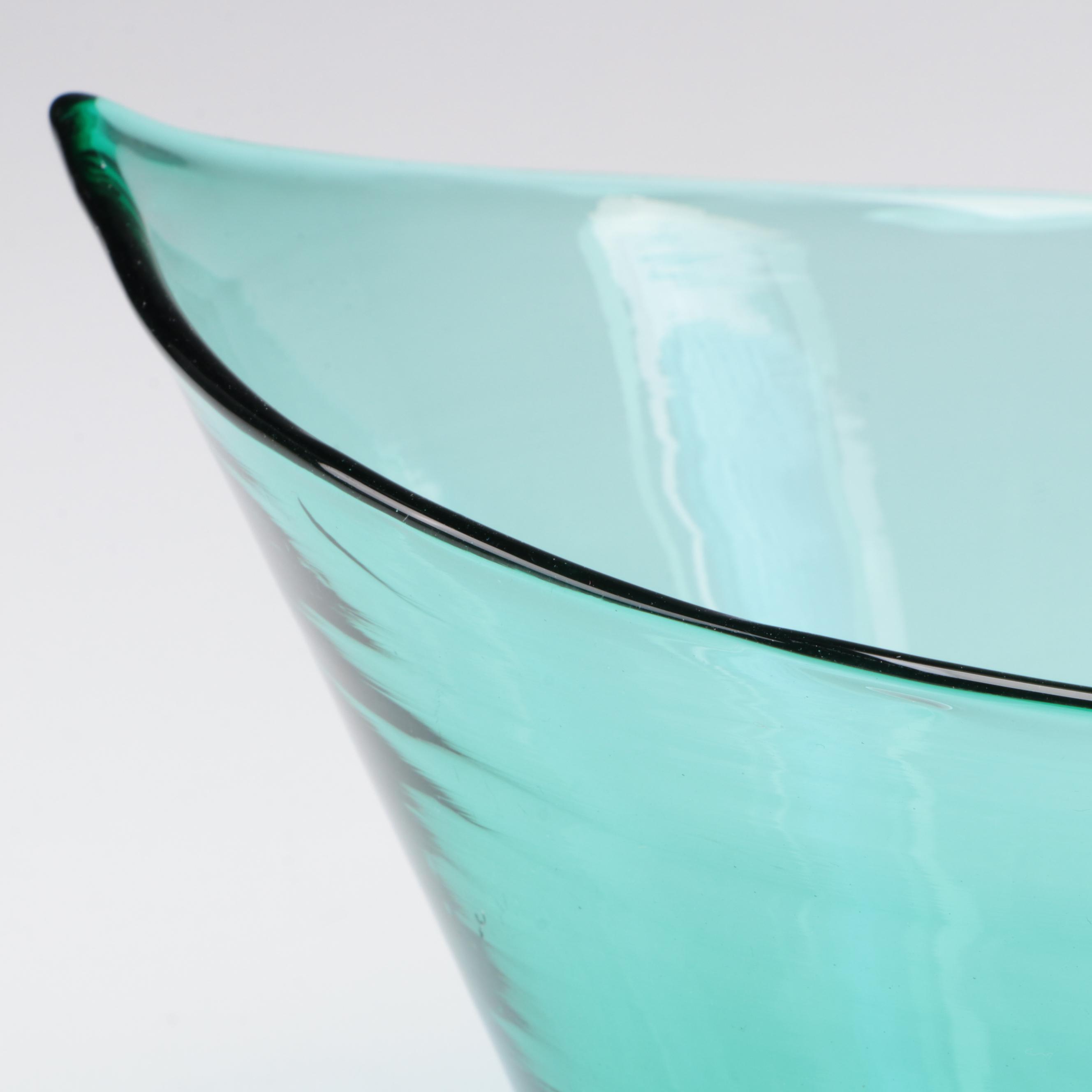 Crackle Glass and Other Blue Glass Vases and Centerpiece Bowls