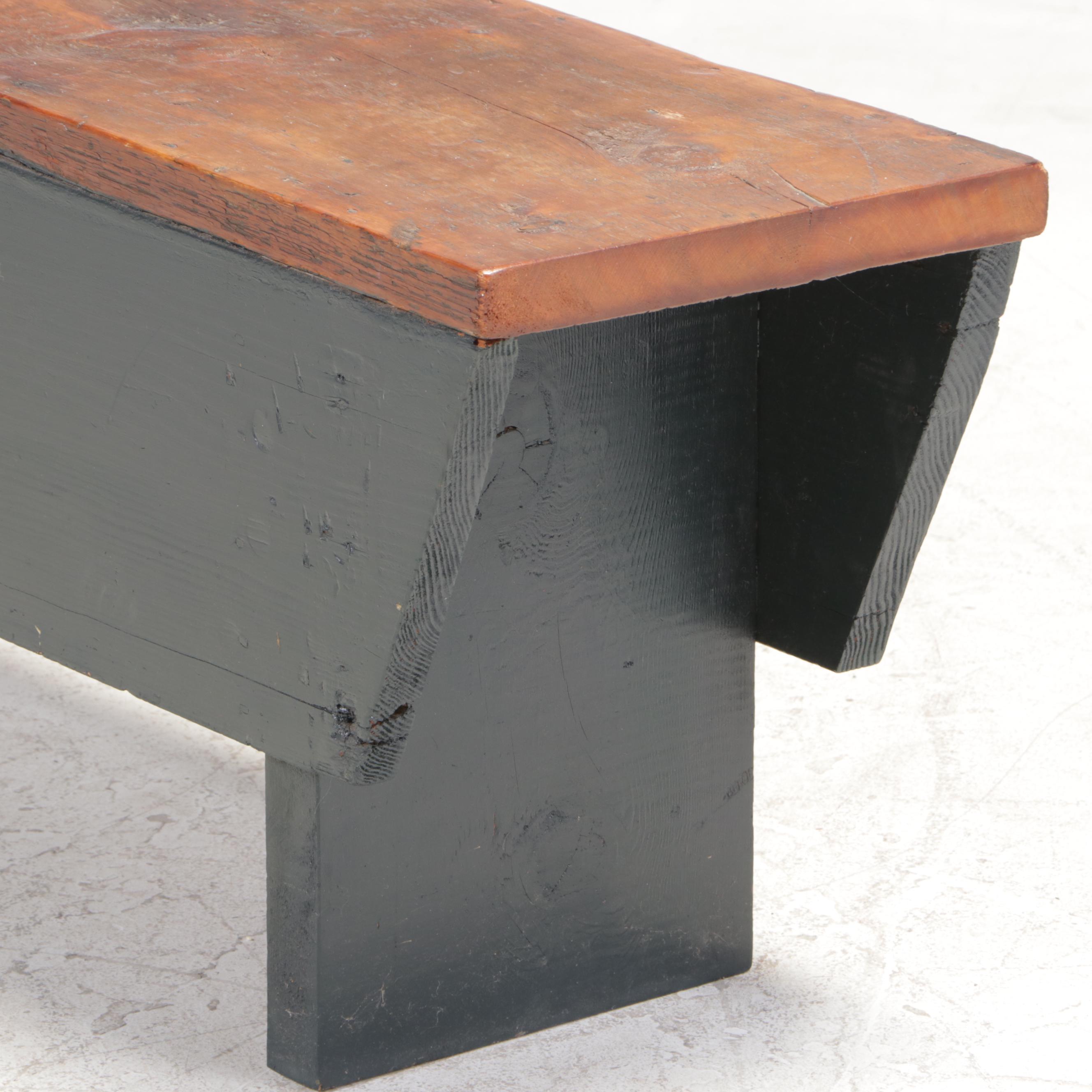 American Primitive Parcel-Painted Pine Bench, Early 20th Century