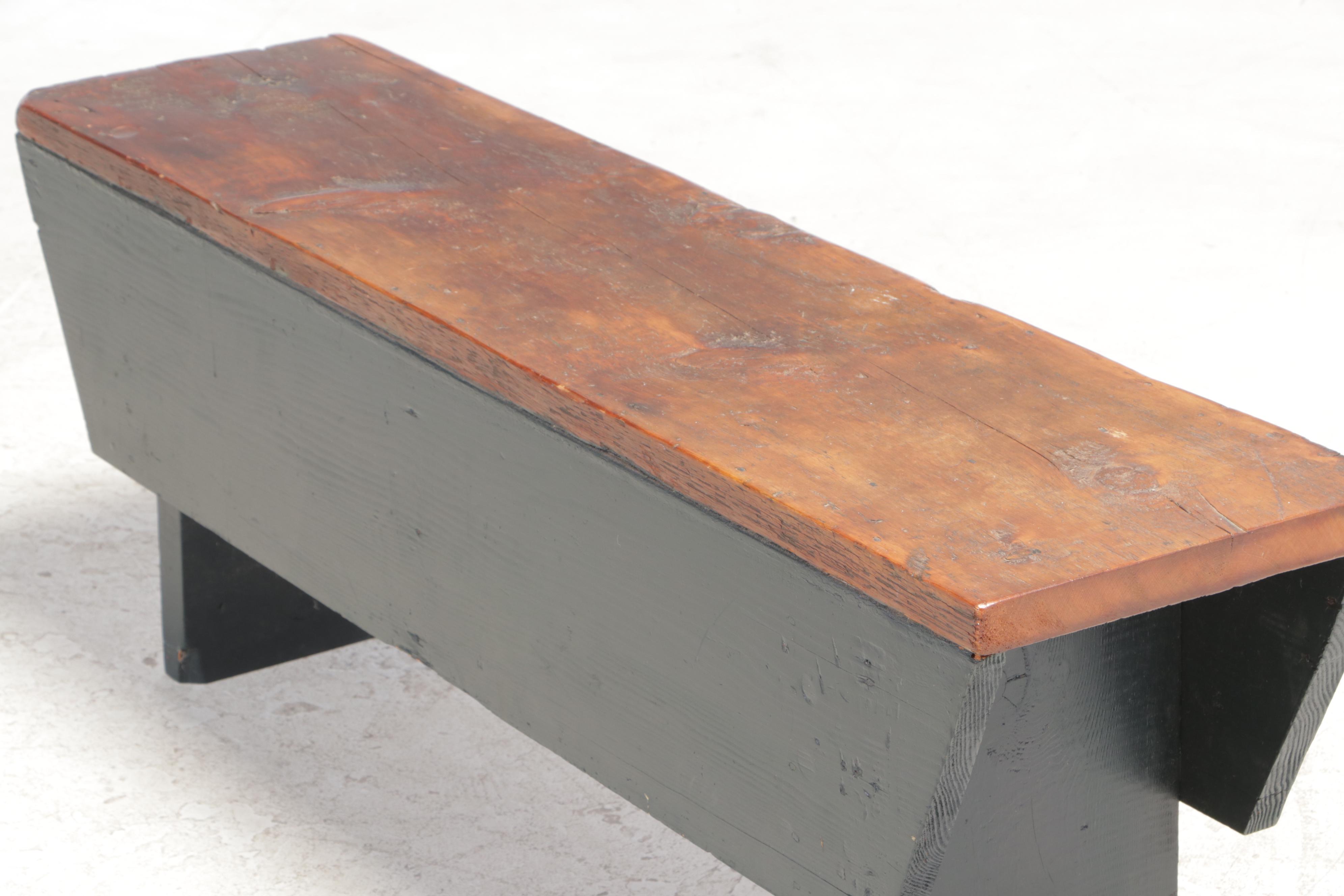 American Primitive Parcel-Painted Pine Bench, Early 20th Century