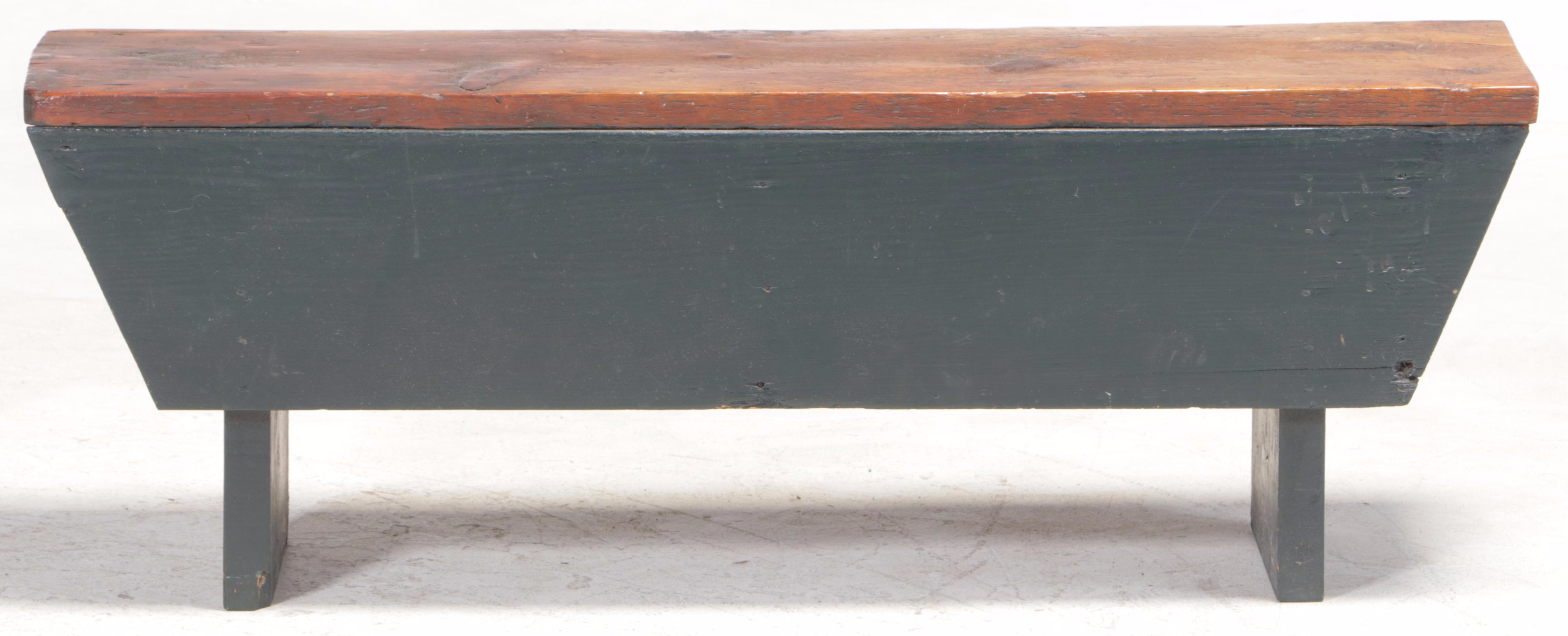 American Primitive Parcel-Painted Pine Bench, Early 20th Century
