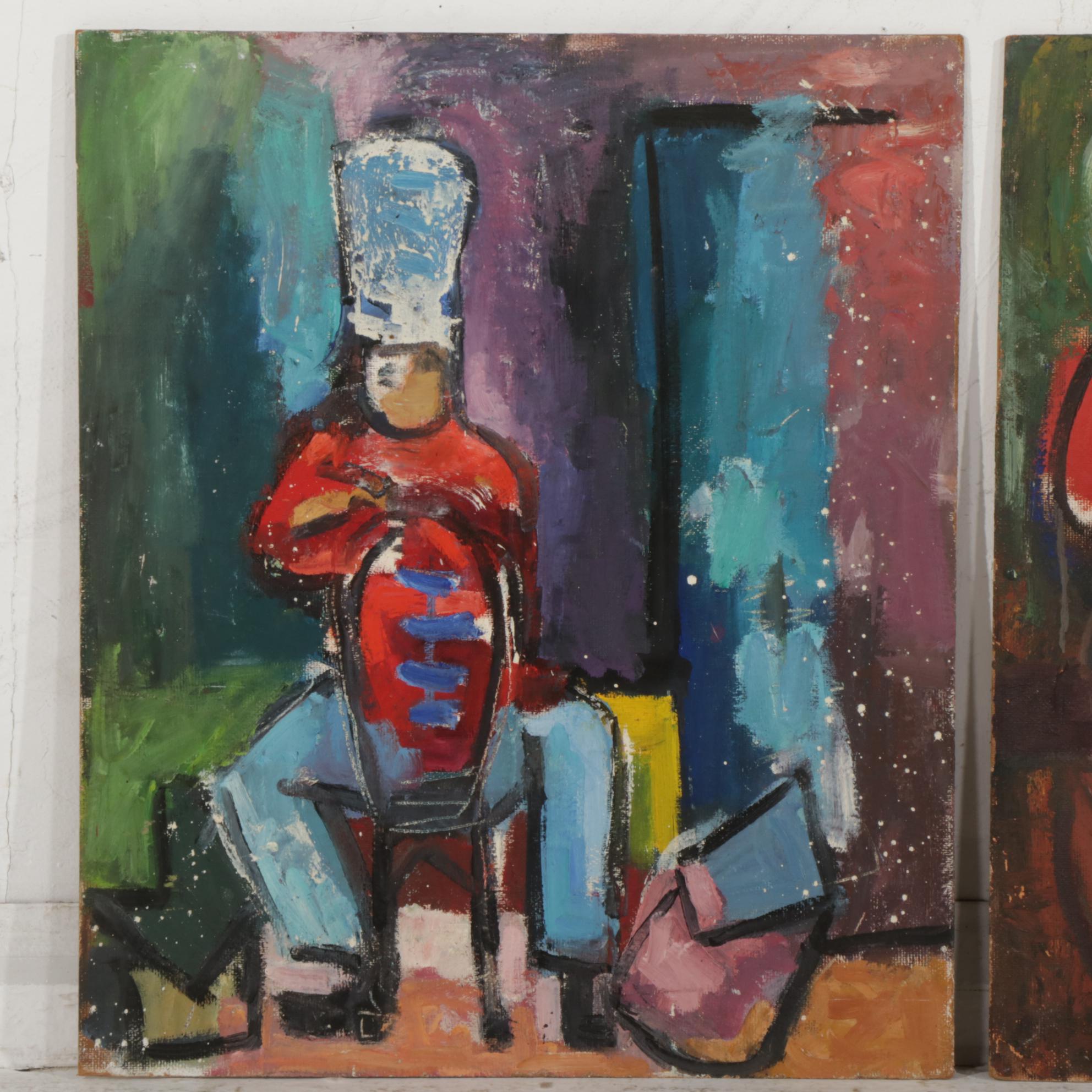 Modernist Still Life and Portrait Oil Paintings, Late 20th Century