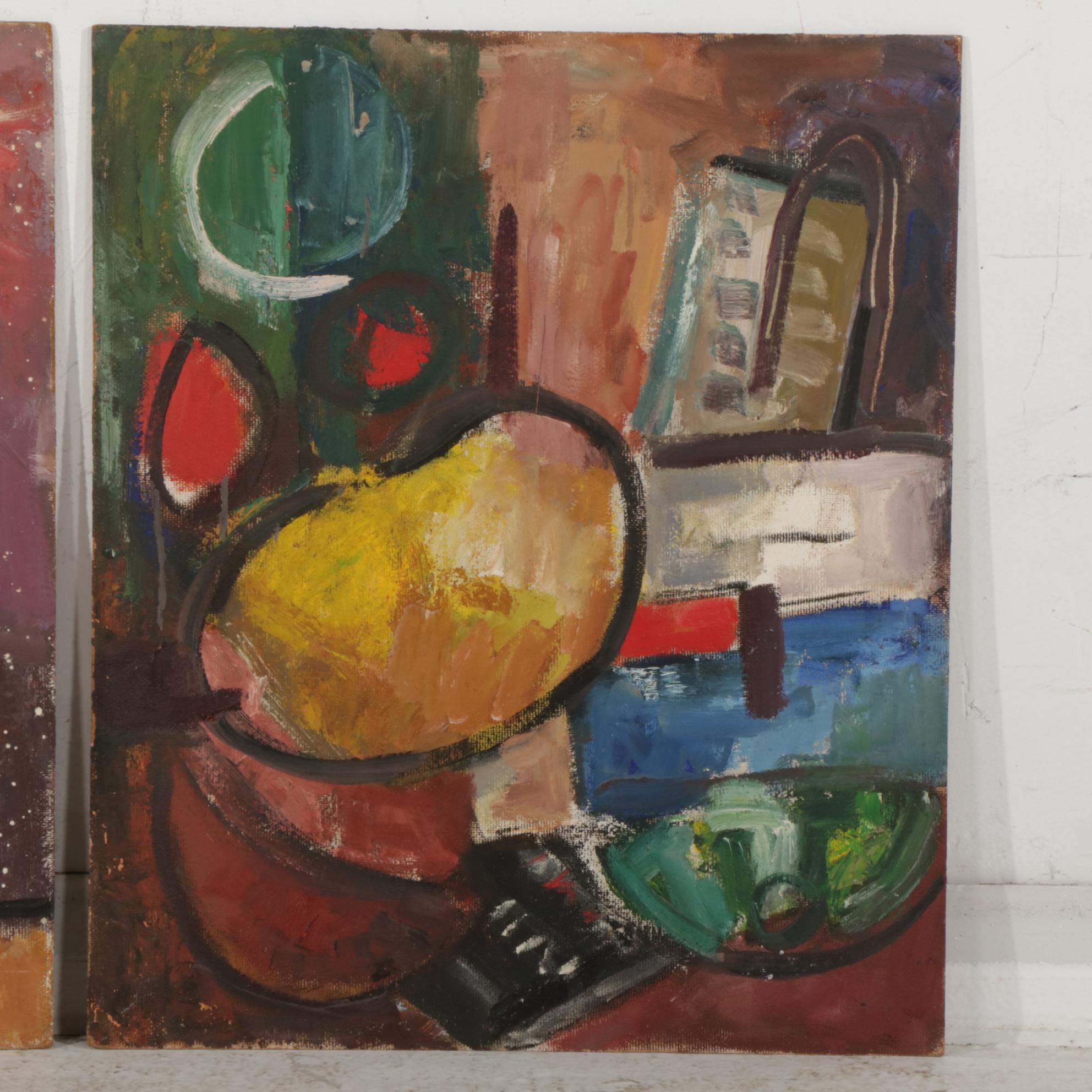 Modernist Still Life and Portrait Oil Paintings, Late 20th Century