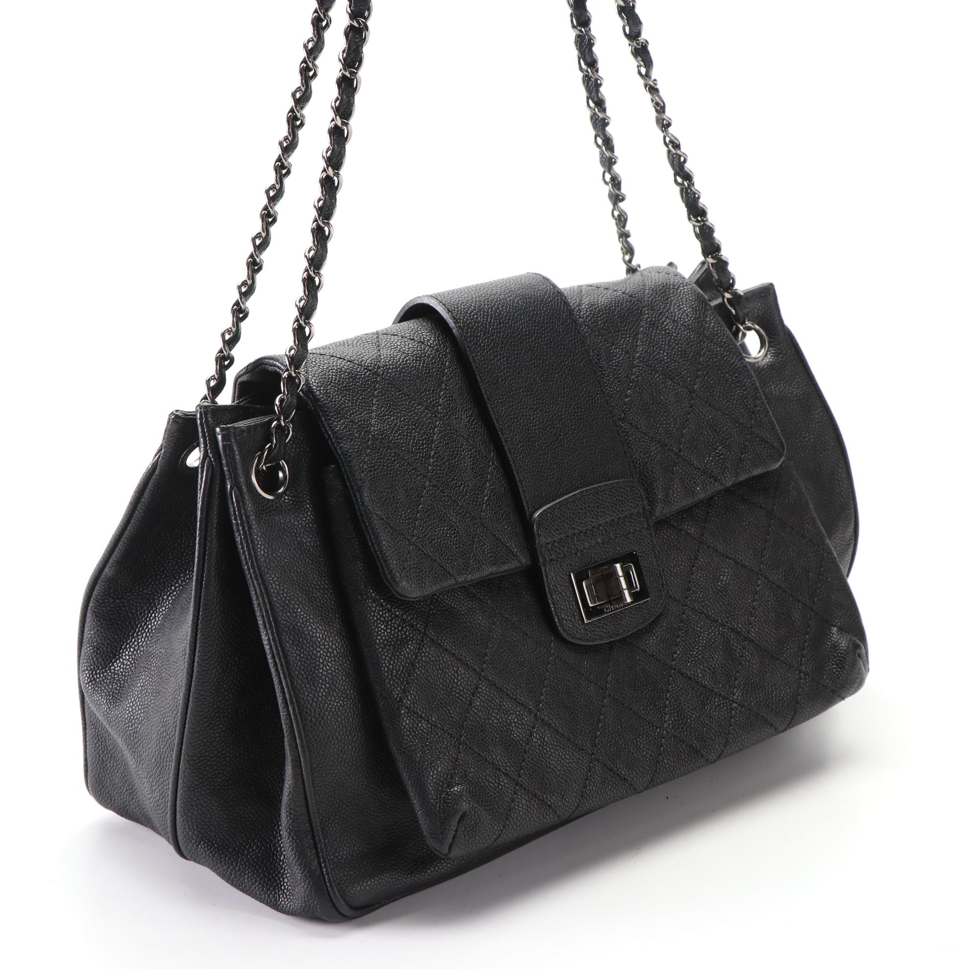 Chanel Mademoiselle Accordion Flap Bag in Quilted Caviar Leather