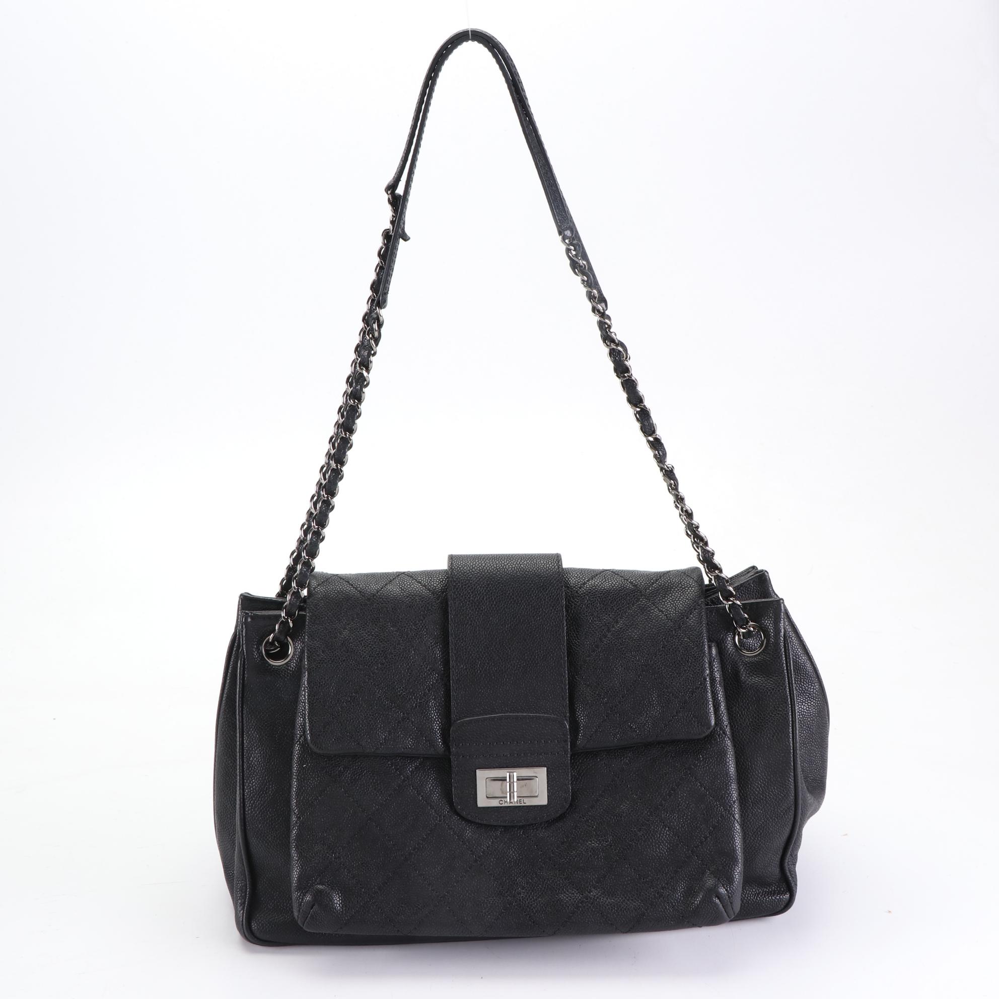 Chanel Mademoiselle Accordion Flap Bag in Quilted Caviar Leather