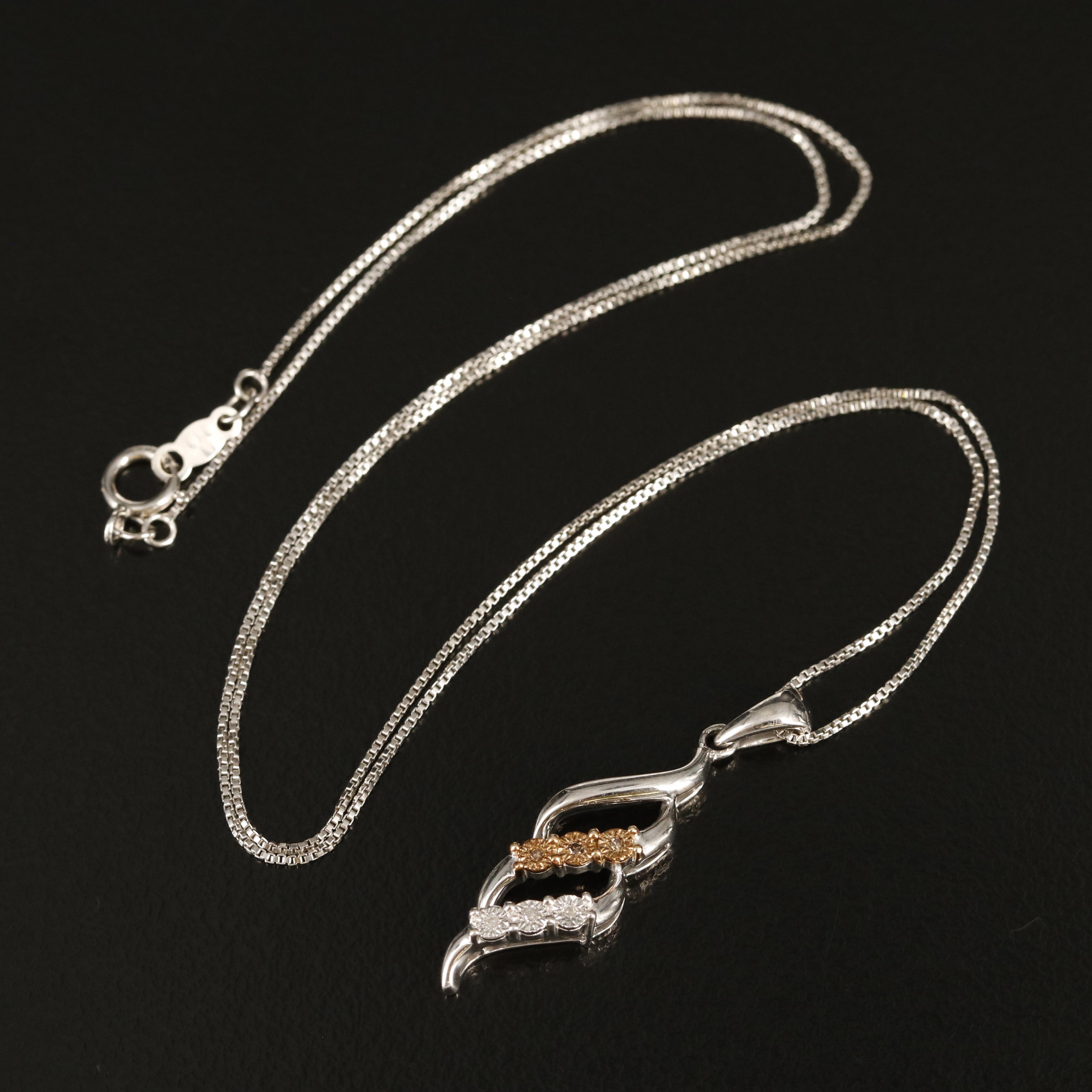 Sterling Diamond Pendant Necklace