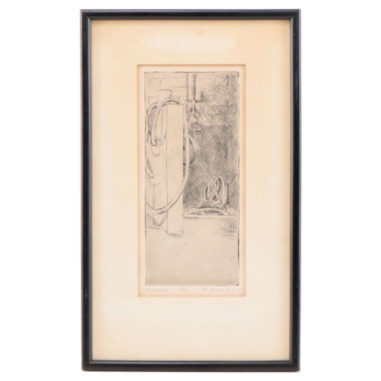 K. Koop Etching "The Hose," 1967