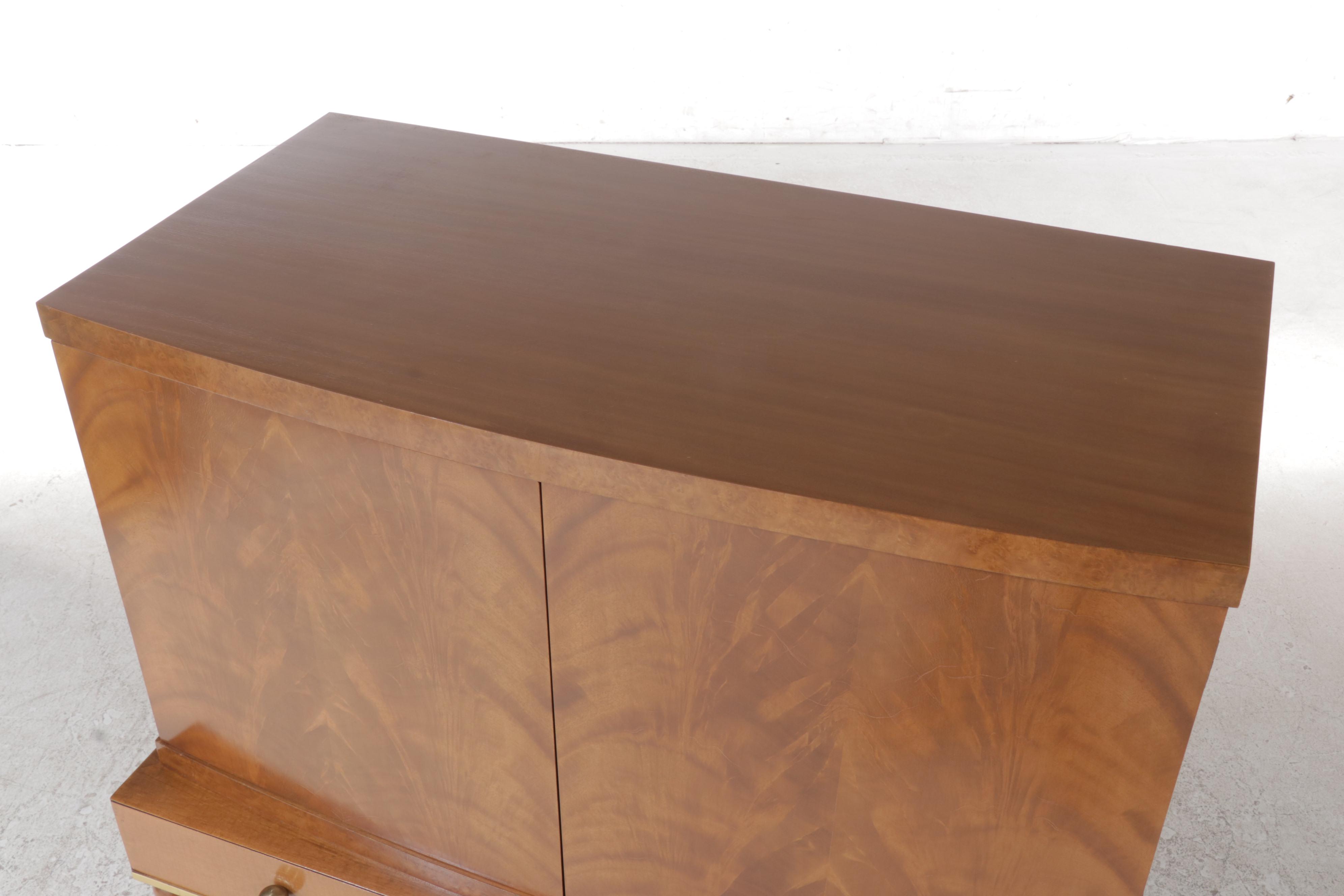 Romweber Empire Style Mahogany, Maple, and Burlwood Seven-Drawer Chest