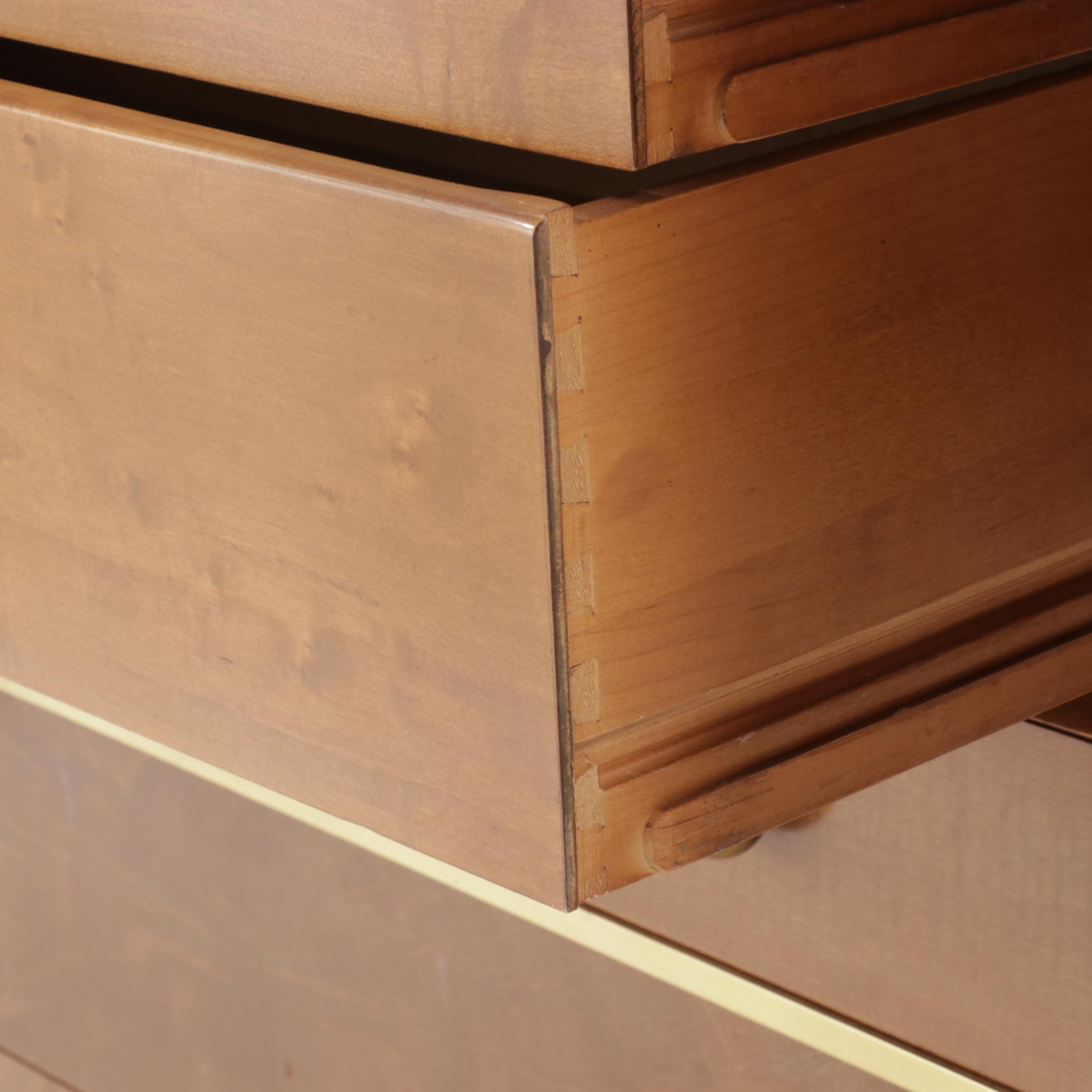 Romweber Empire Style Mahogany, Maple, and Burlwood Seven-Drawer Chest