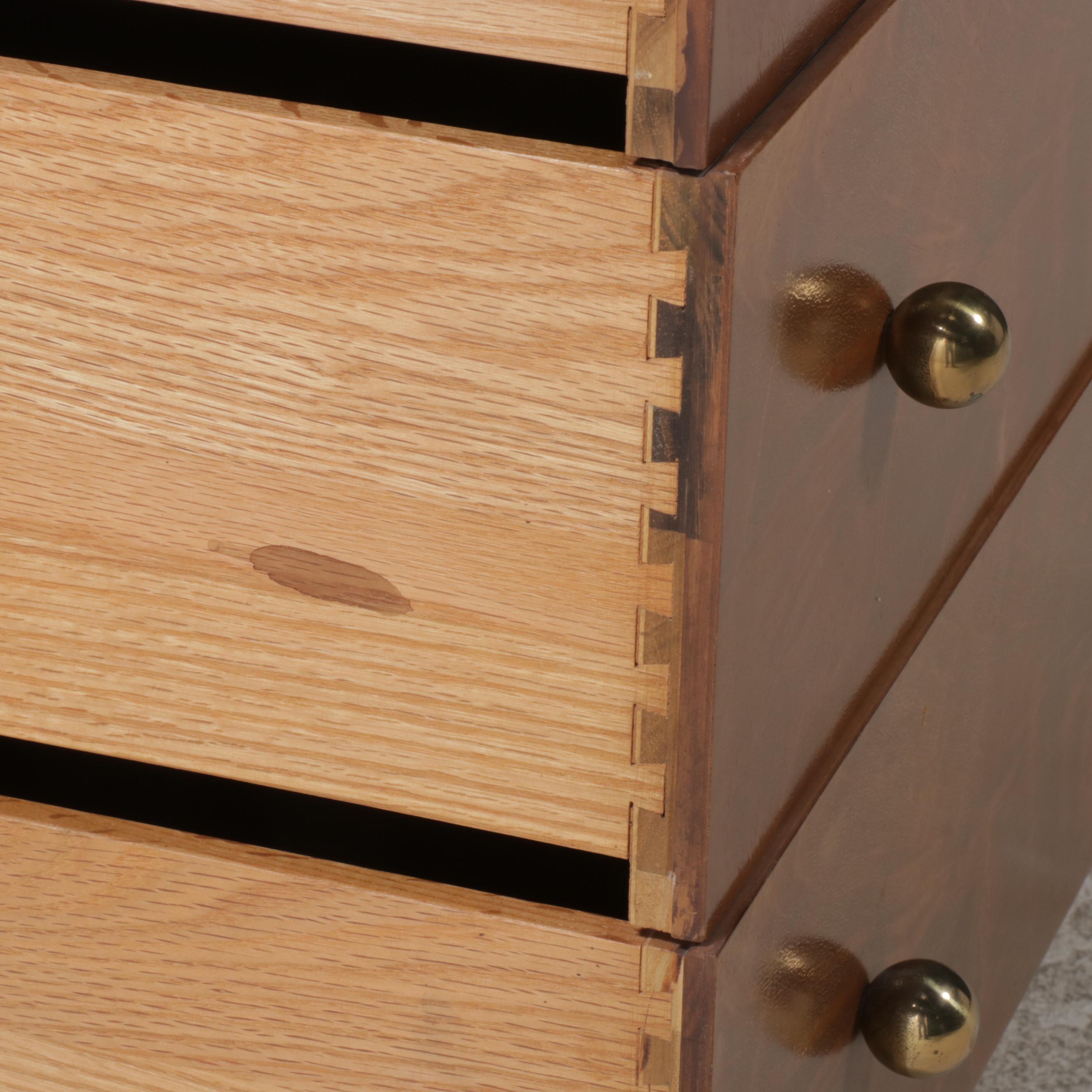 Romweber Empire Style Mahogany, Maple, and Burlwood Seven-Drawer Chest