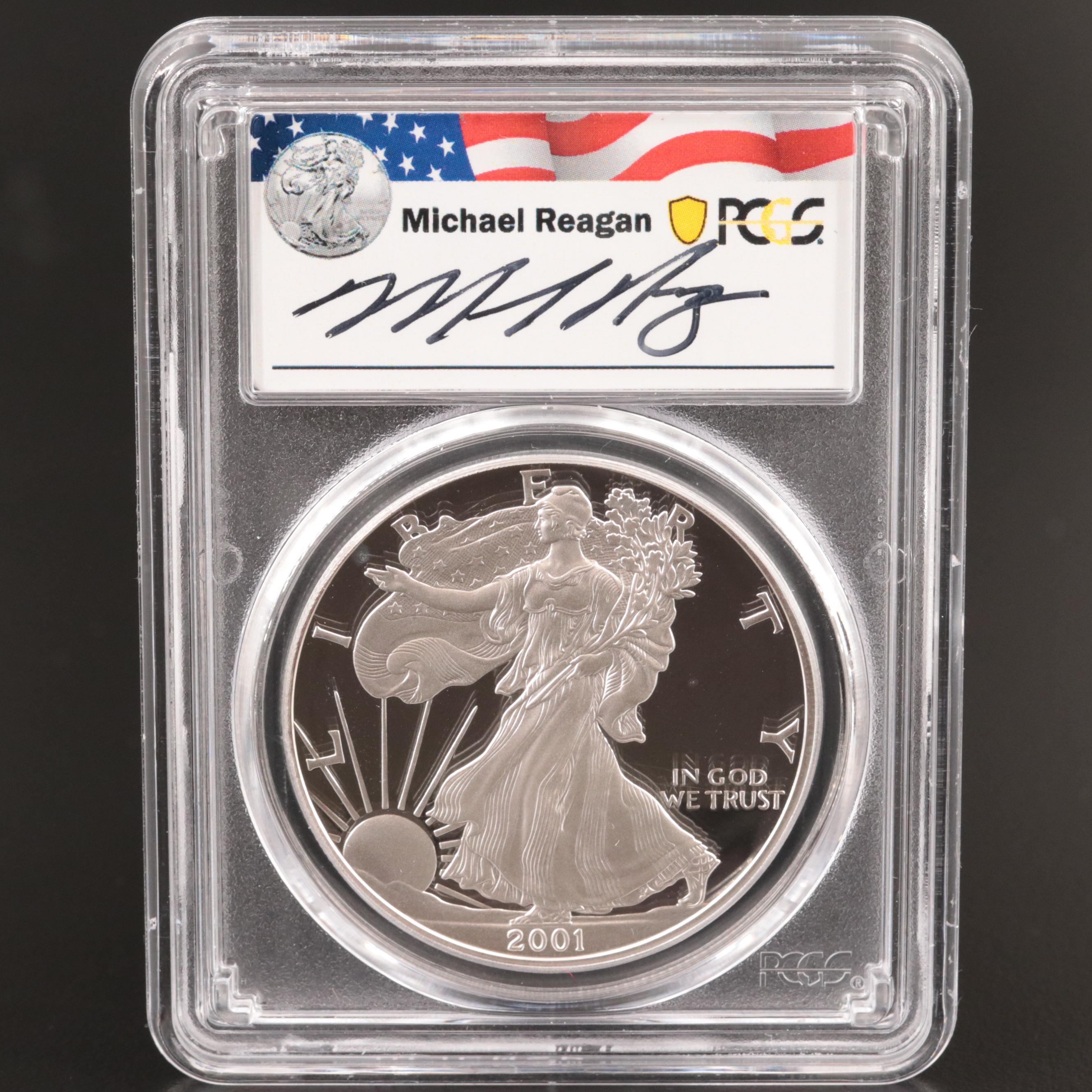 PCGS Graded PR69DCAM Michael Reagan 2001-W American Silver Eagle Proof Coin